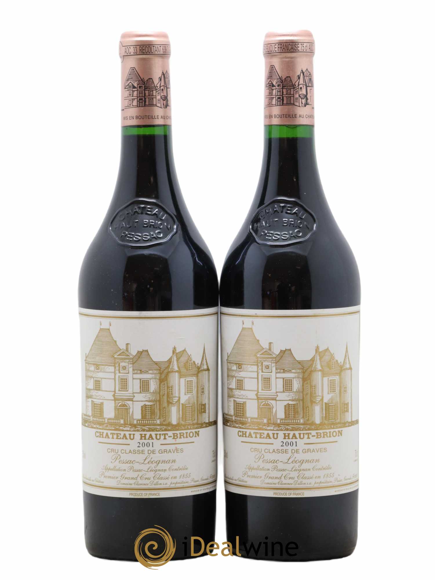 Château Haut Brion 1er Grand Cru Classé 2001 - Lot de 2 bouteilles - 0