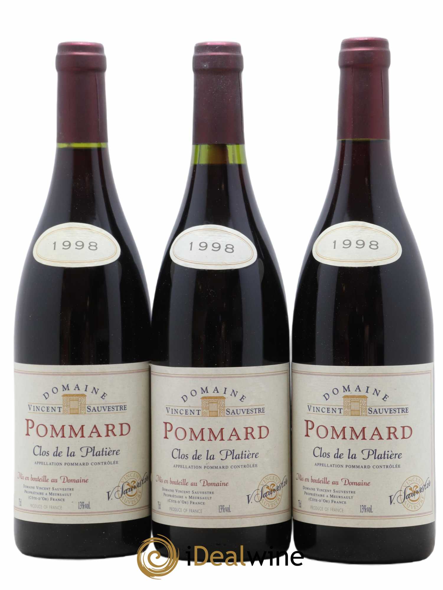 Pommard Clos De La Platiere Domaine Vincent Souvestre 1998 - Lot de 3 bouteilles - 0