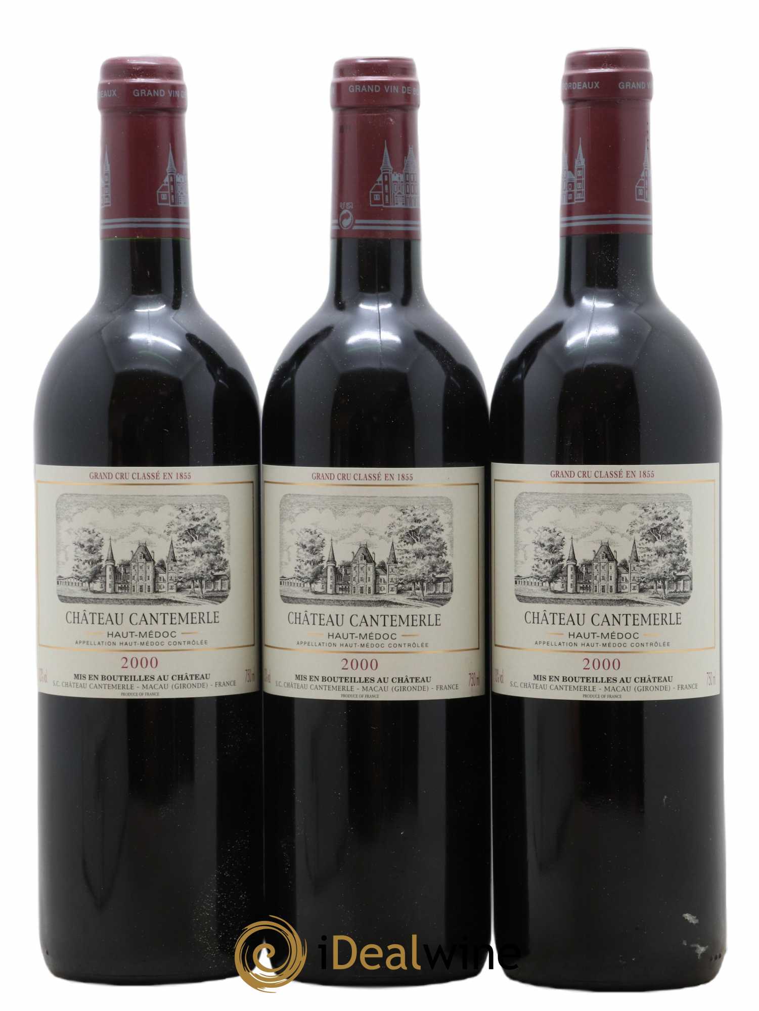 Château Cantemerle 5ème Grand Cru Classé 2000 - Lot de 3 bouteilles - 0