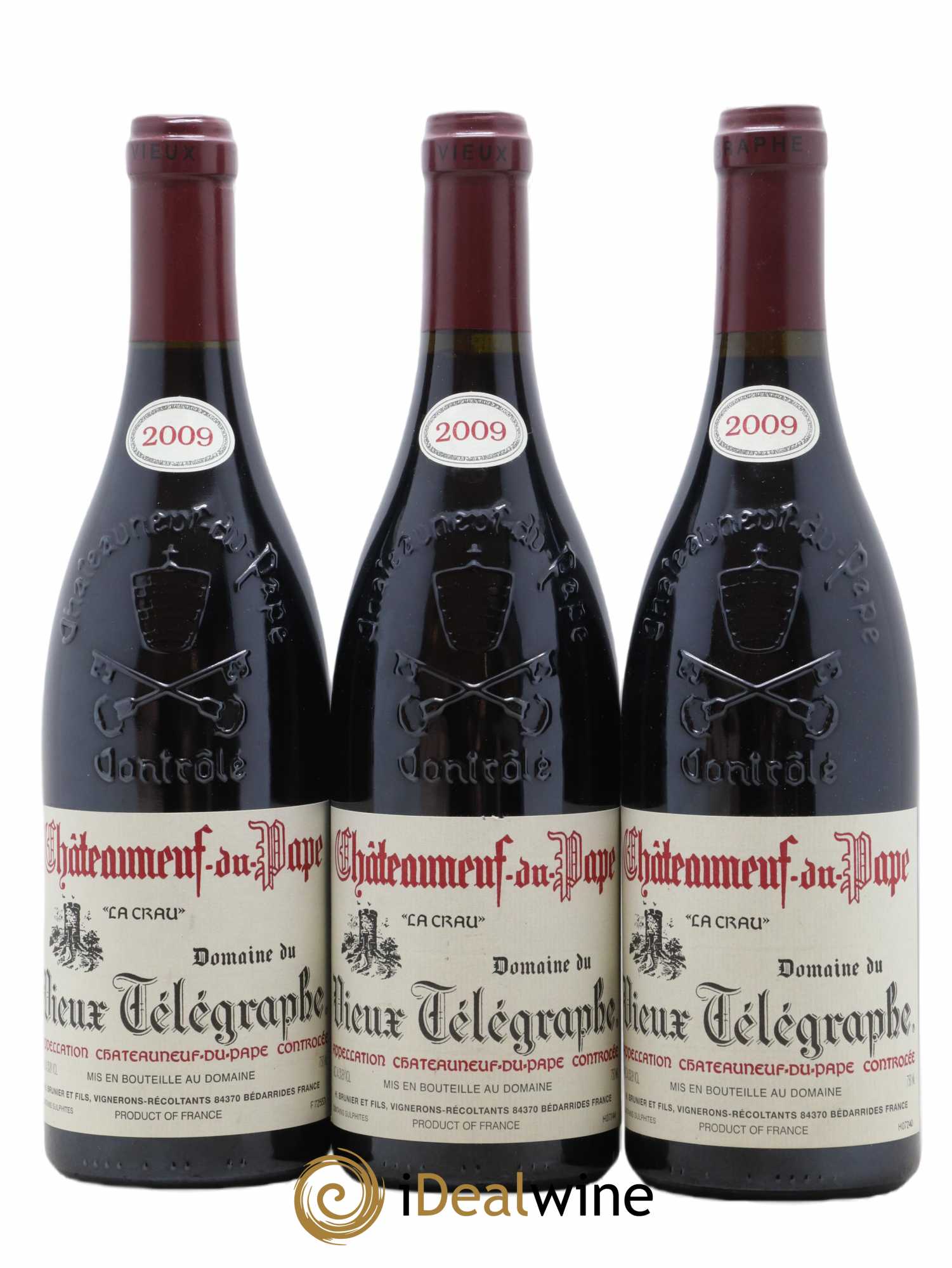 Châteauneuf-du-Pape Vieux Télégraphe (Domaine du) Vignobles Brunier 2009 - Lot de 3 bouteilles - 0