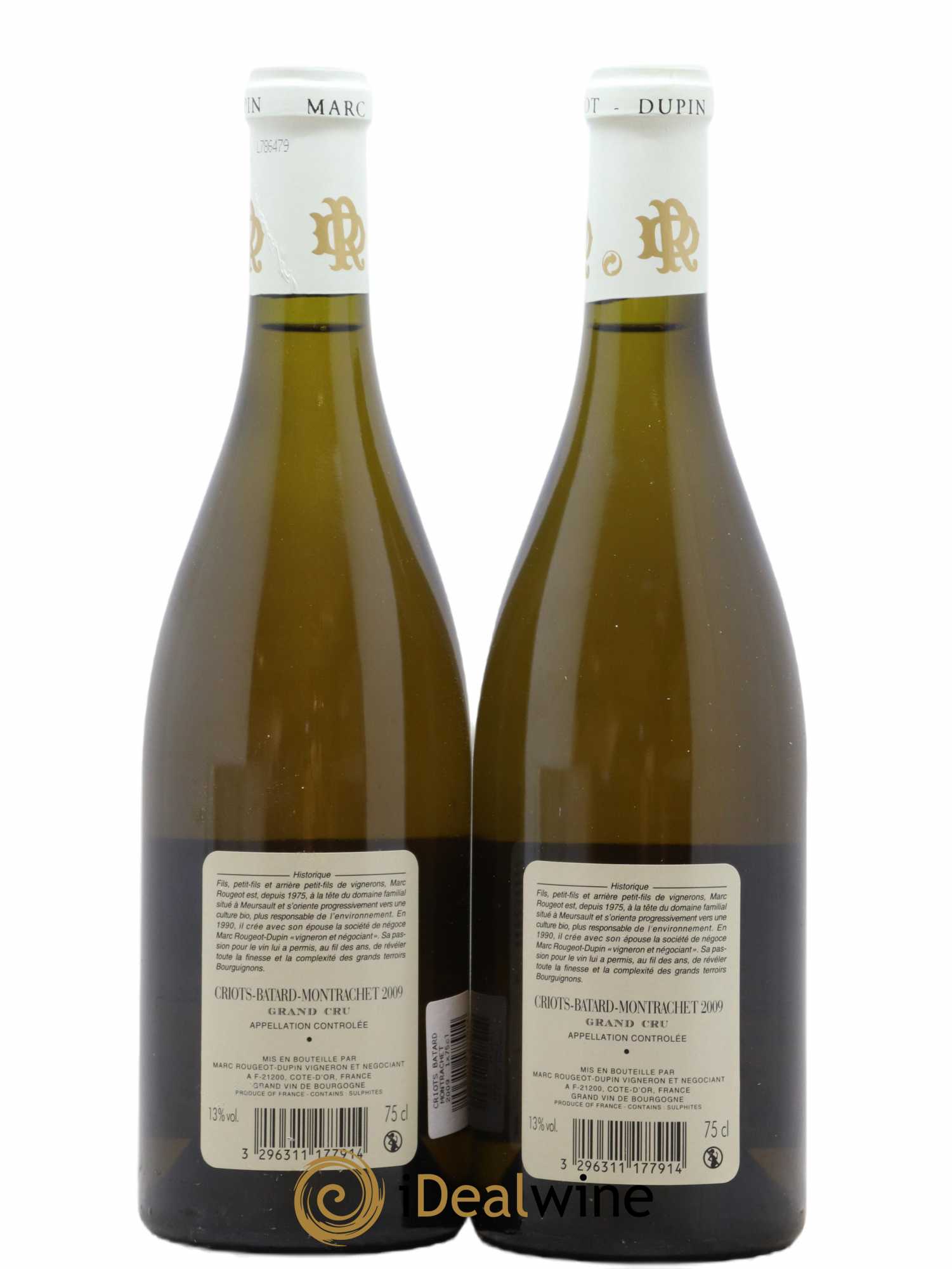 Criots-Bâtard-Montrachet Grand Cru Rougeot Dupin 2009 - Lot de 2 bouteilles - 1