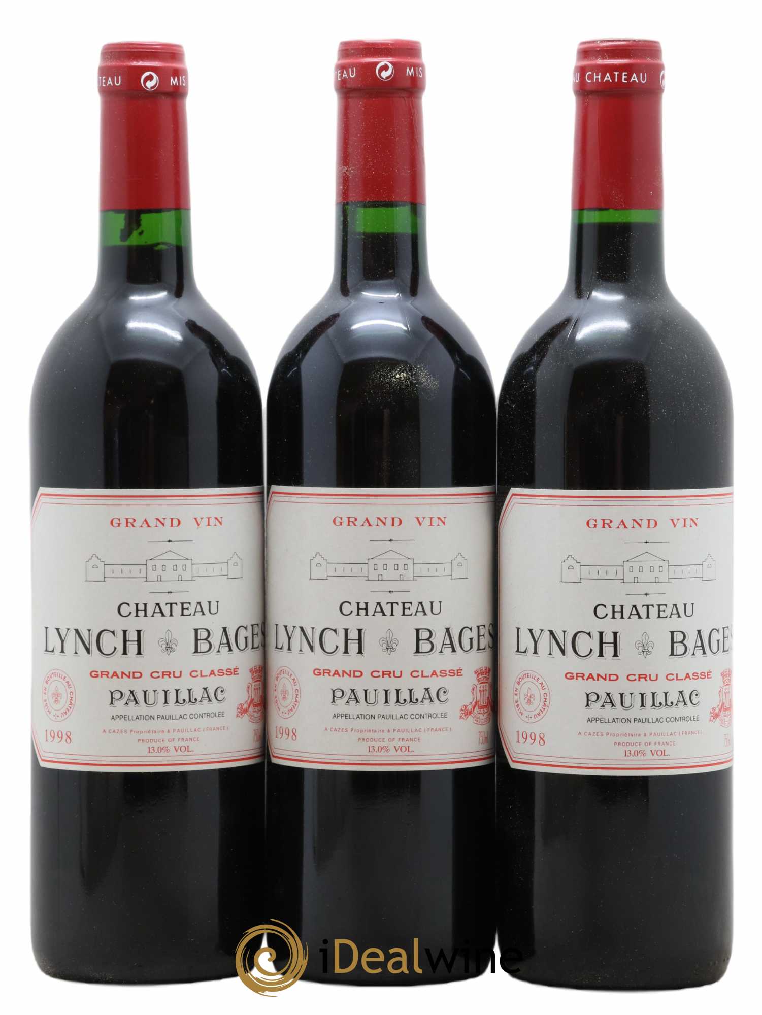 Château Lynch Bages 5ème Grand Cru Classé 1998 - Lot of 3 bottles - 0