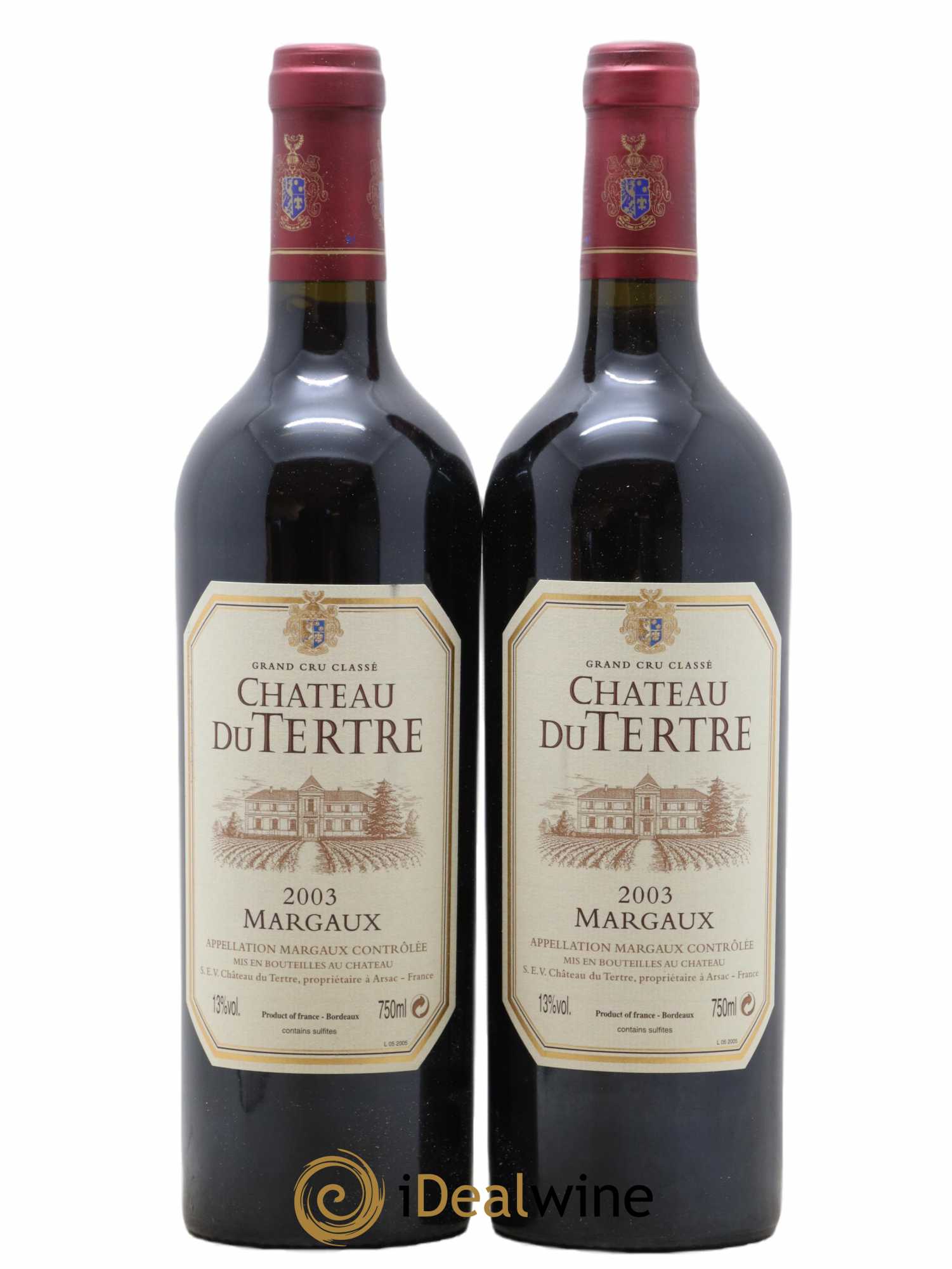 Château du Tertre 5ème Grand Cru Classé 2003 - Lot de 2 bouteilles - 0