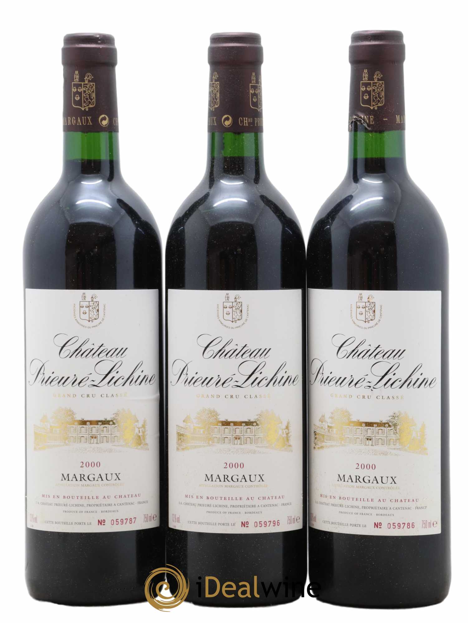 Château Prieuré Lichine 4ème Grand Cru Classé 2000 - Lot de 3 bouteilles - 0