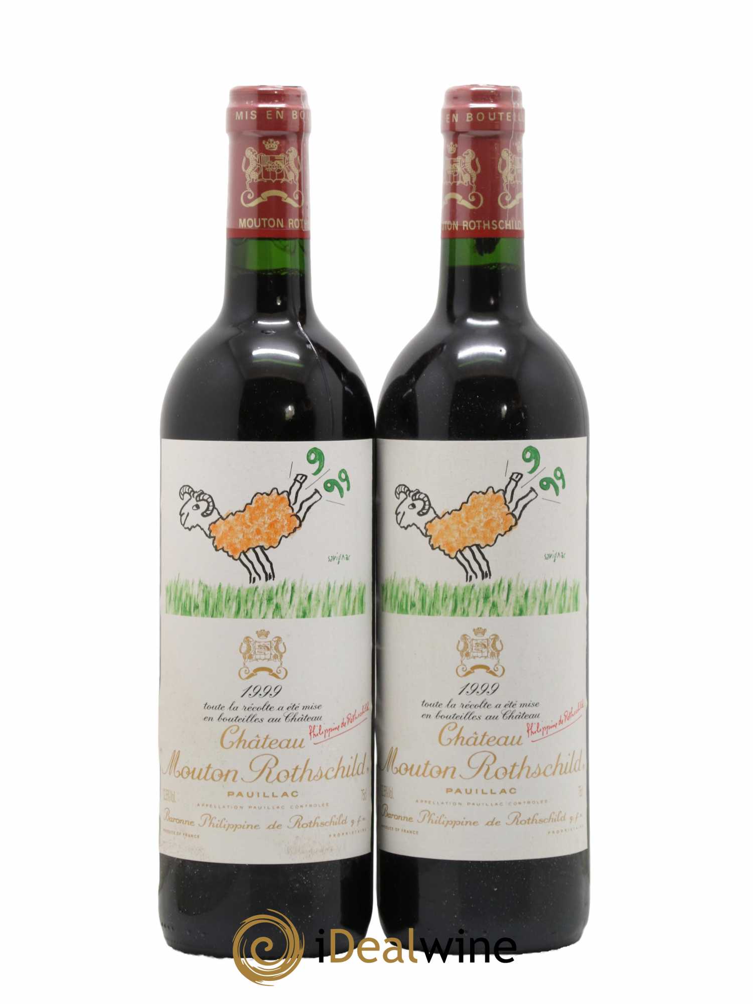 Château Mouton Rothschild 1er Grand Cru Classé 1999 - Lot de 2 bouteilles - 0
