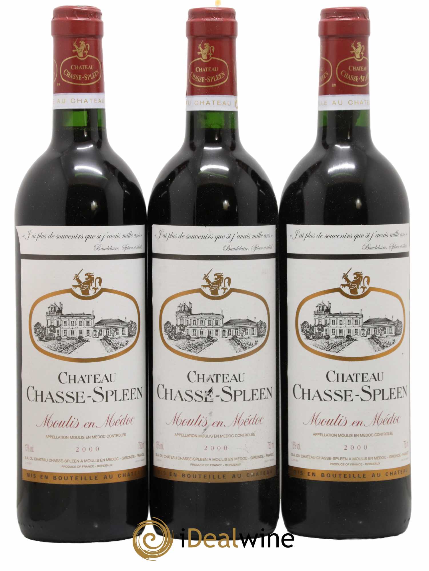 Château Chasse Spleen 2000 - Lot de 3 bouteilles - 0