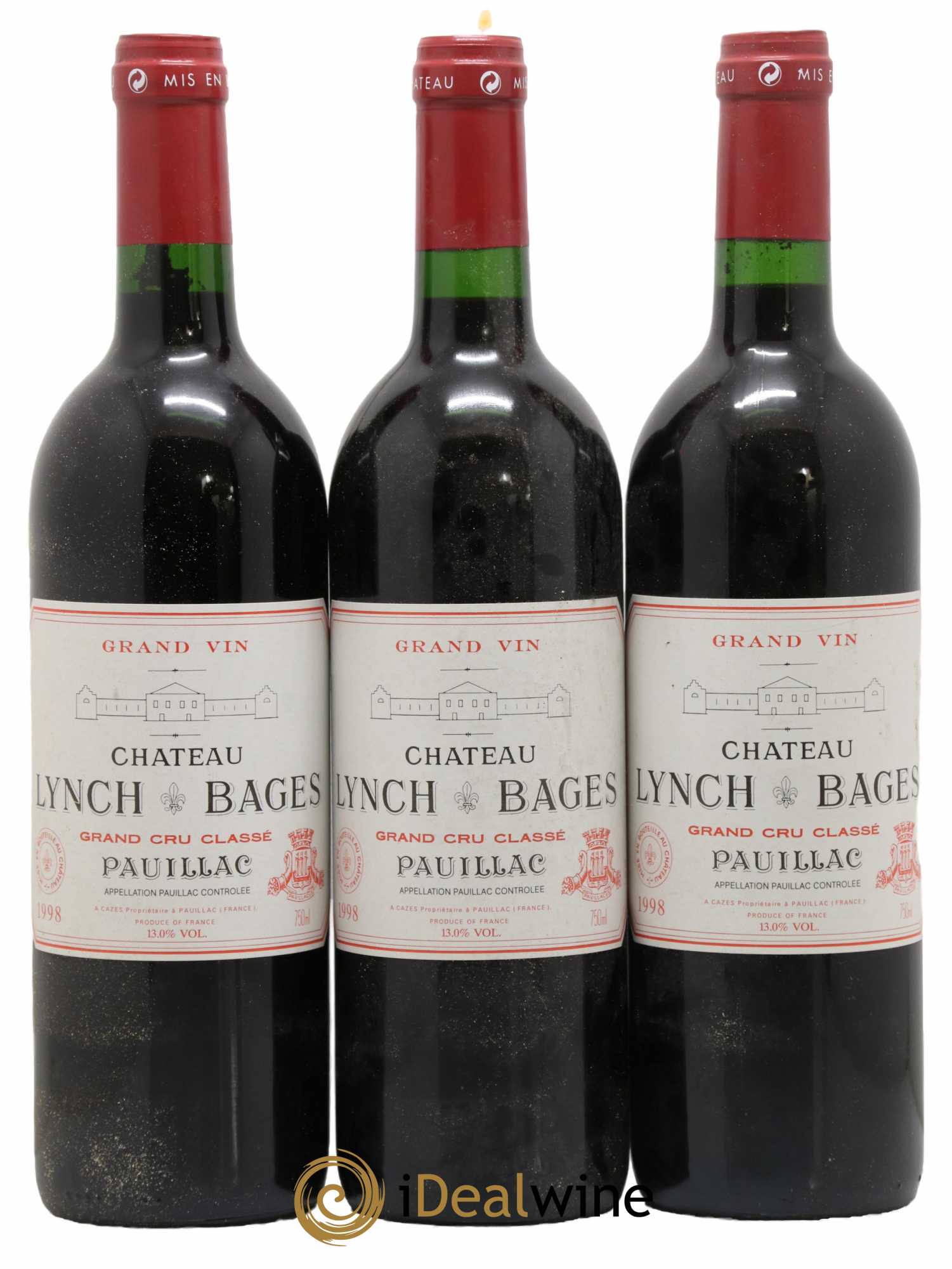 Château Lynch Bages 5ème Grand Cru Classé 1998 - Lot de 3 bouteilles - 0