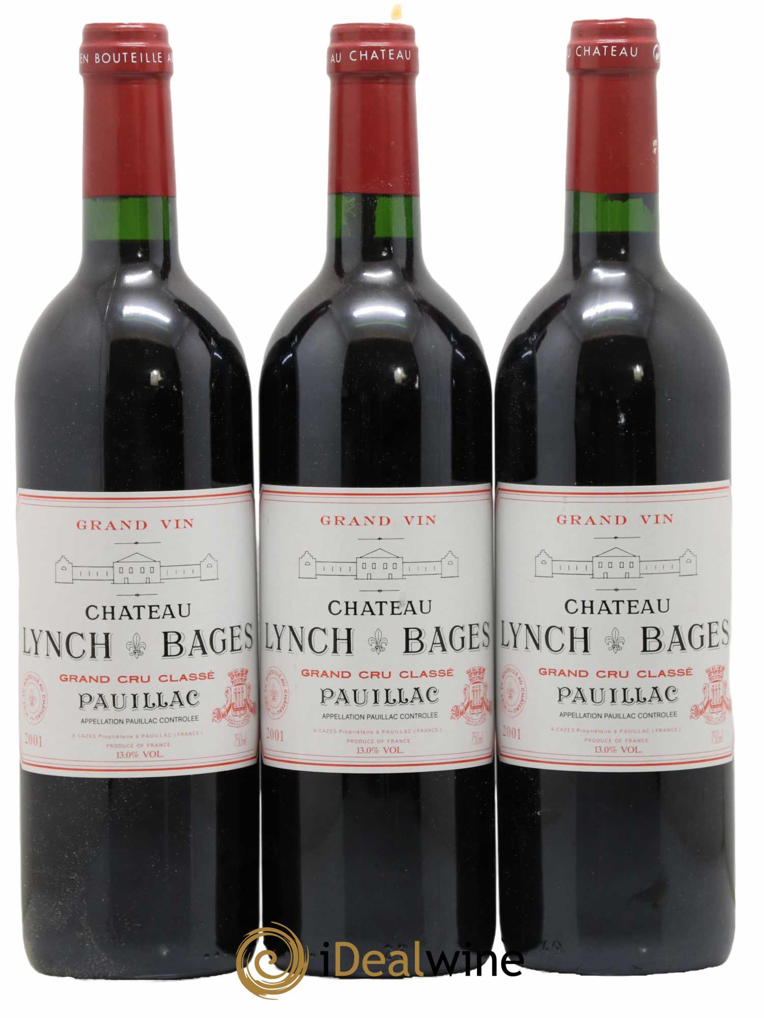 Château Lynch Bages 5ème Grand Cru Classé 2001 - Lot de 3 bouteilles - 0