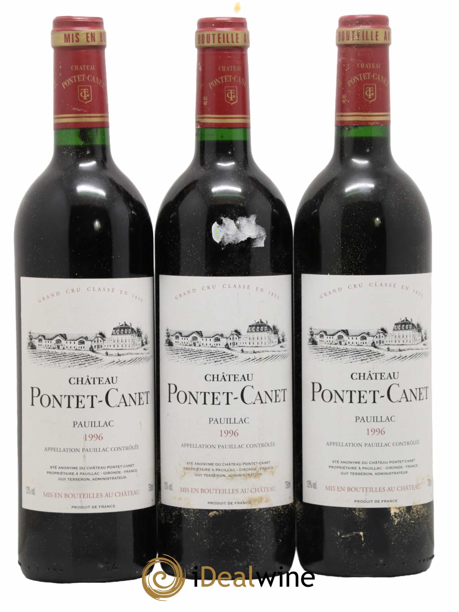 Château Pontet Canet 5ème Grand Cru Classé 1996 - Lot de 3 bouteilles - 0