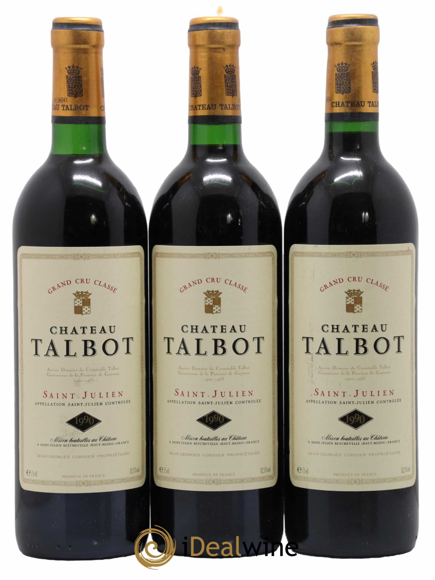 Château Talbot 4ème Grand Cru Classé 1990 - Lot de 3 bouteilles - 0