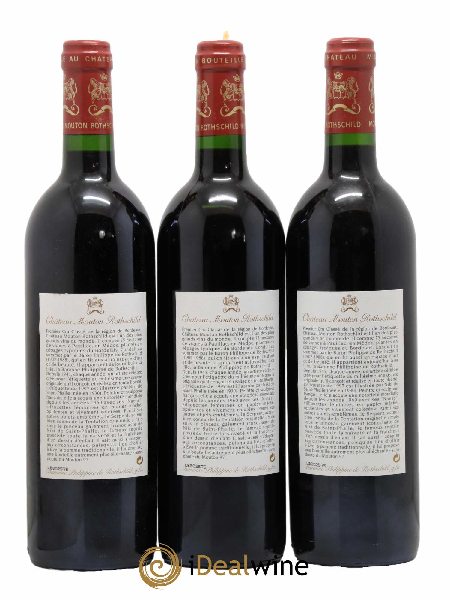 Château Mouton Rothschild 1er Grand Cru Classé 1997 - Lot de 3 bouteilles - 1