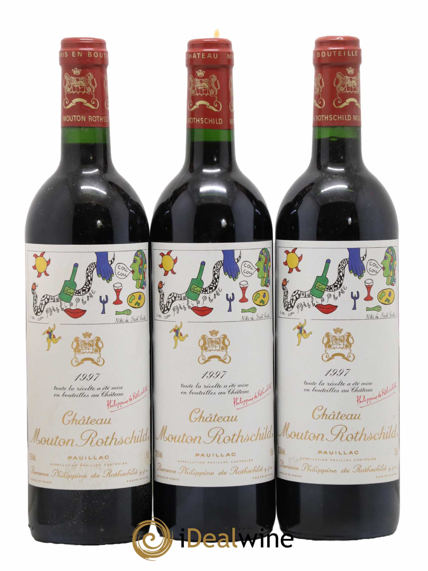 Château Mouton Rothschild 1er Grand Cru Classé 1997 - Lot de 3 bouteilles - 0