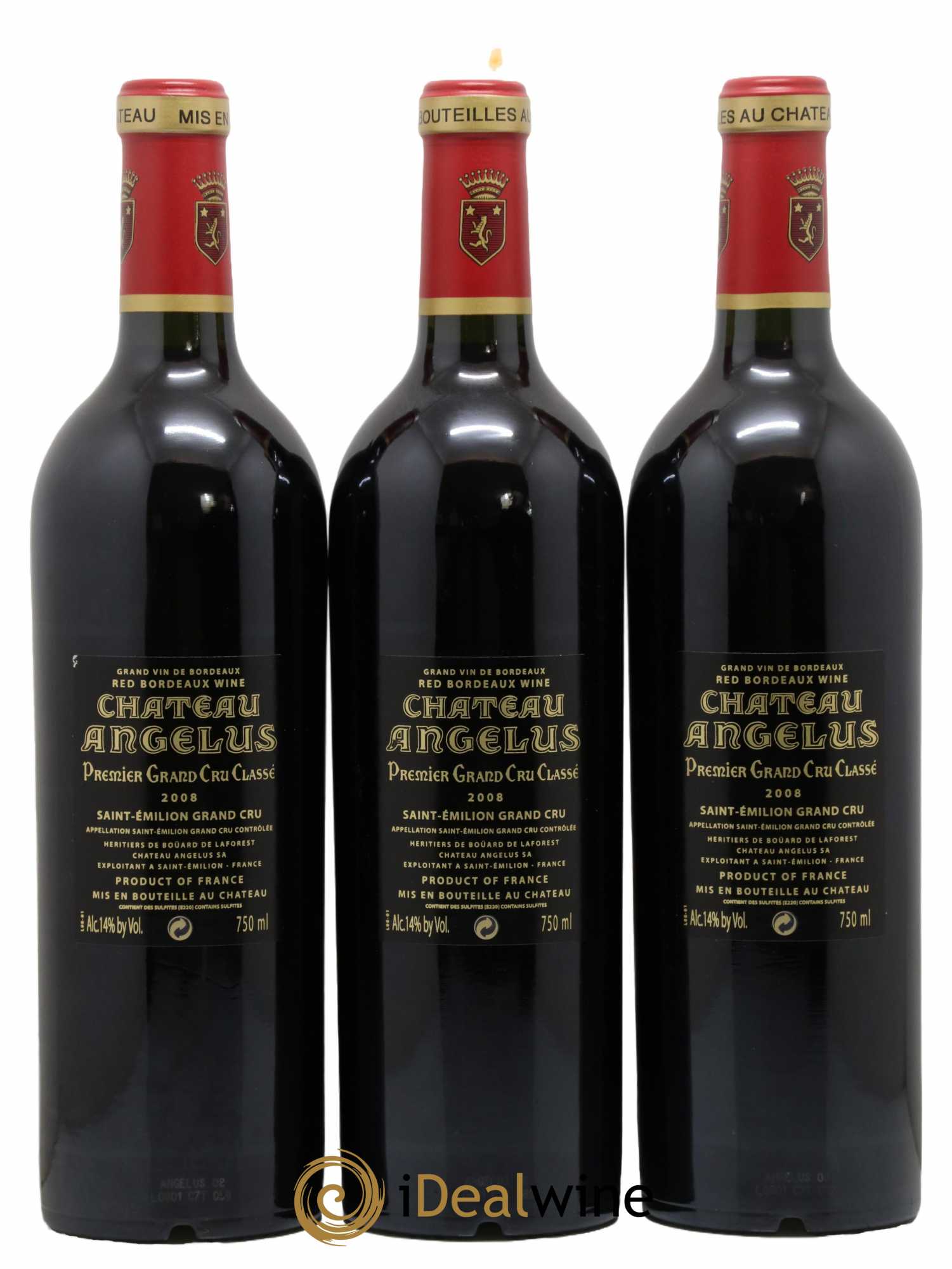 Château Angélus 1er Grand Cru Classé A 2008 - Lot de 3 bouteilles - 1