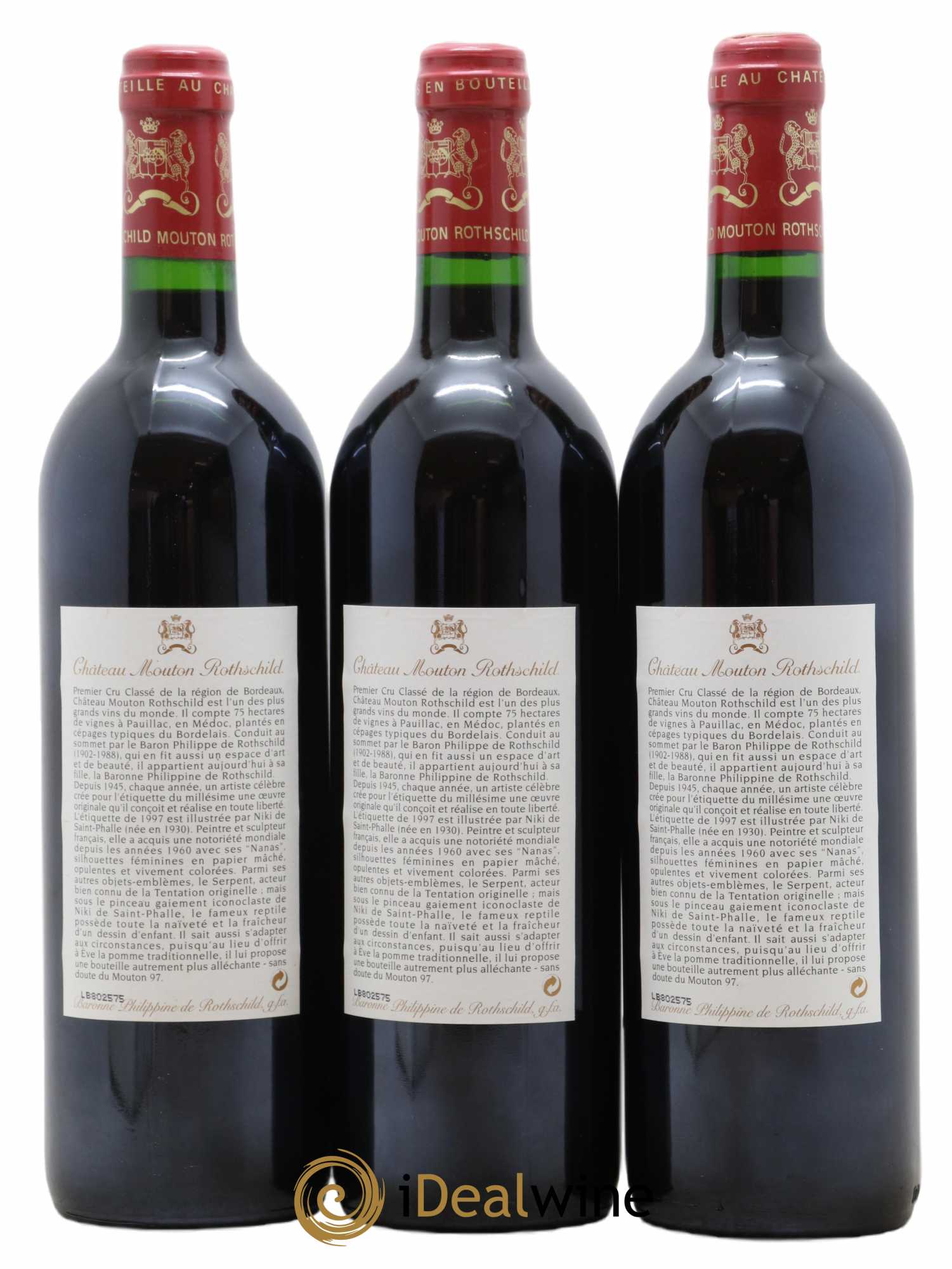 Château Mouton Rothschild 1er Grand Cru Classé 1997 - Lot de 3 bouteilles - 1
