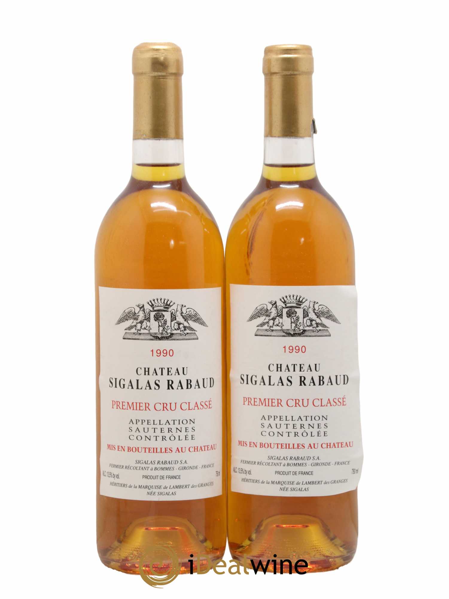 Château Sigalas Rabaud 1er Grand Cru Classé 1990 - Lotto di 2 bottiglie - 0