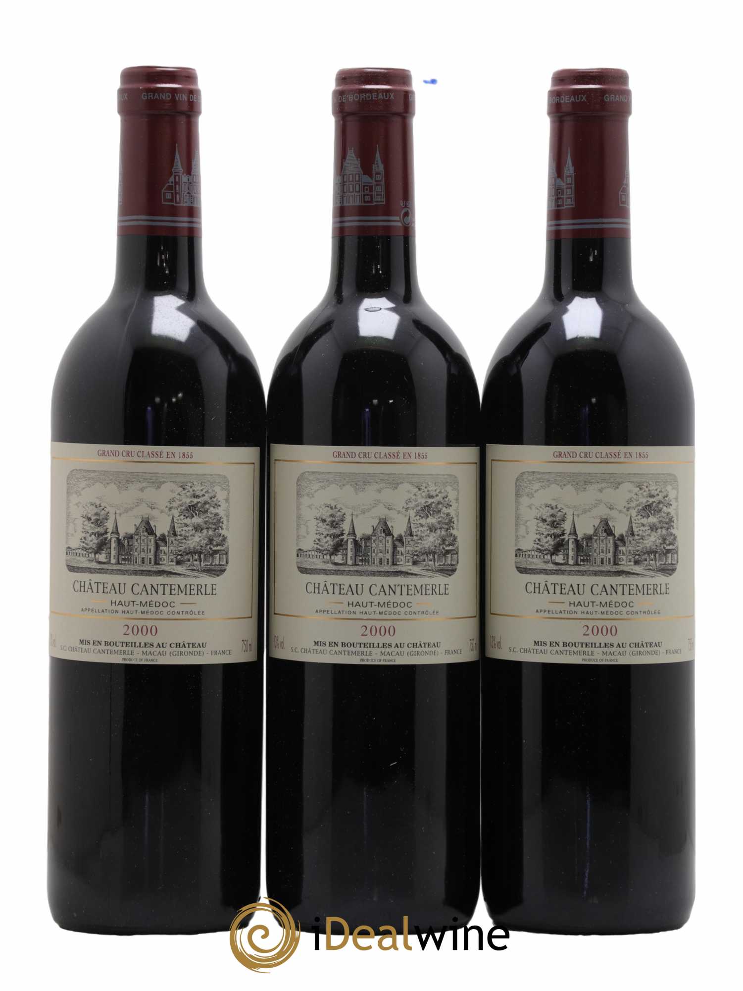 Château Cantemerle 5ème Grand Cru Classé 2000 - Lot de 3 bouteilles - 0