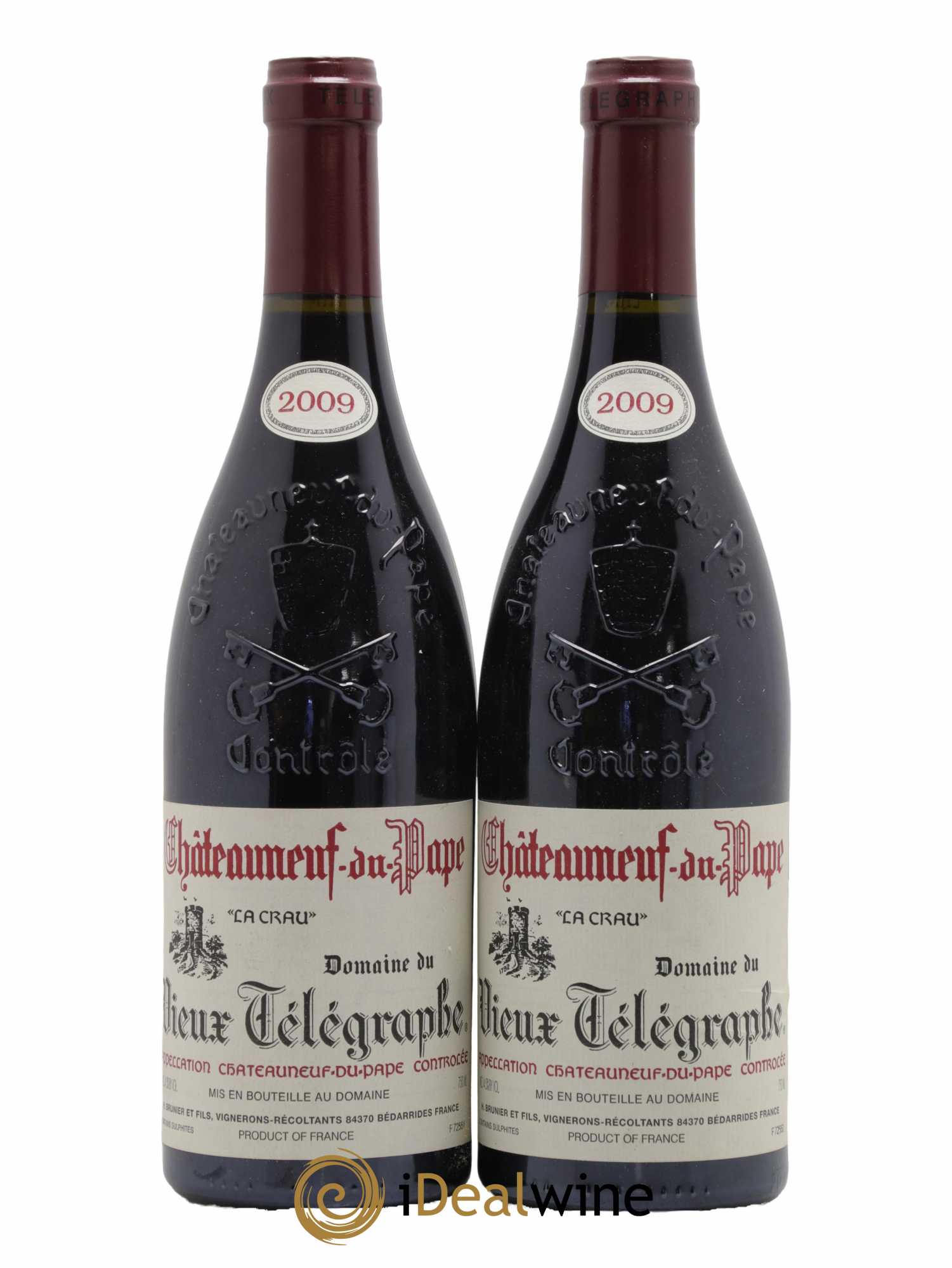 Châteauneuf-du-Pape Vieux Télégraphe (Domaine du) Vignobles Brunier 2009 - Lot de 2 bouteilles - 0