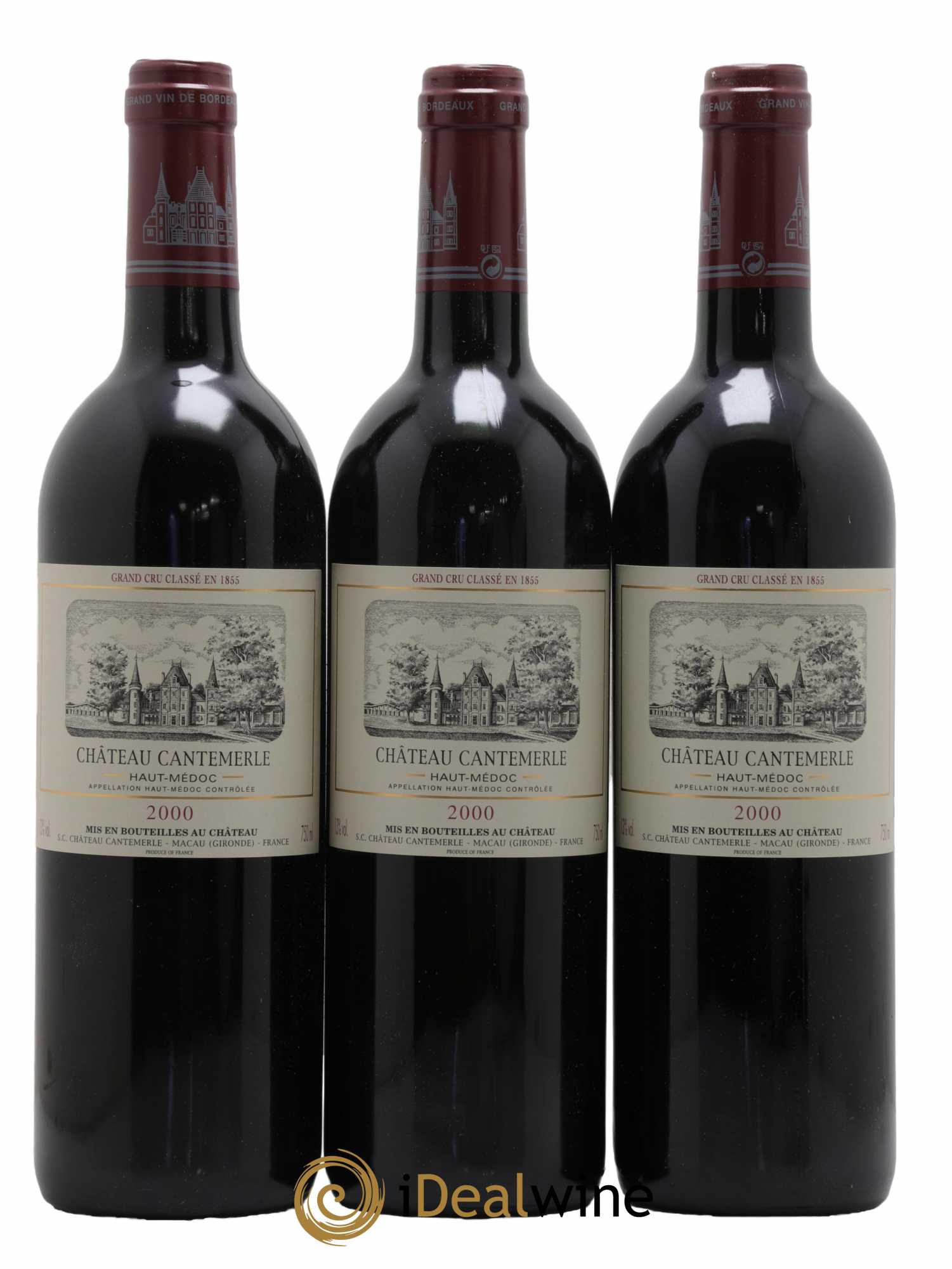 Château Cantemerle 5ème Grand Cru Classé 2000 - Lot de 3 bouteilles - 0