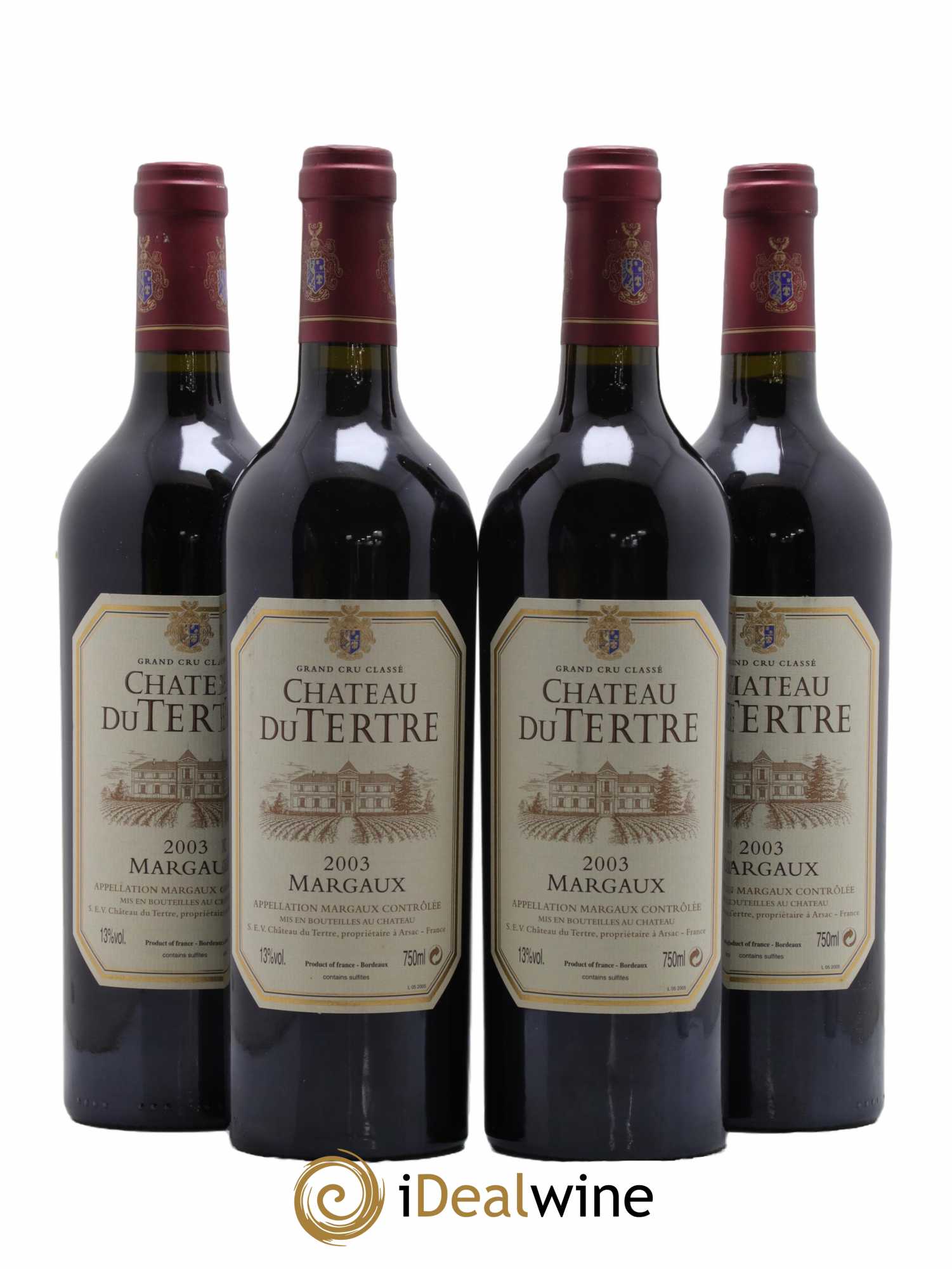 Château du Tertre 5ème Grand Cru Classé 2003 - Lot de 4 bouteilles - 0