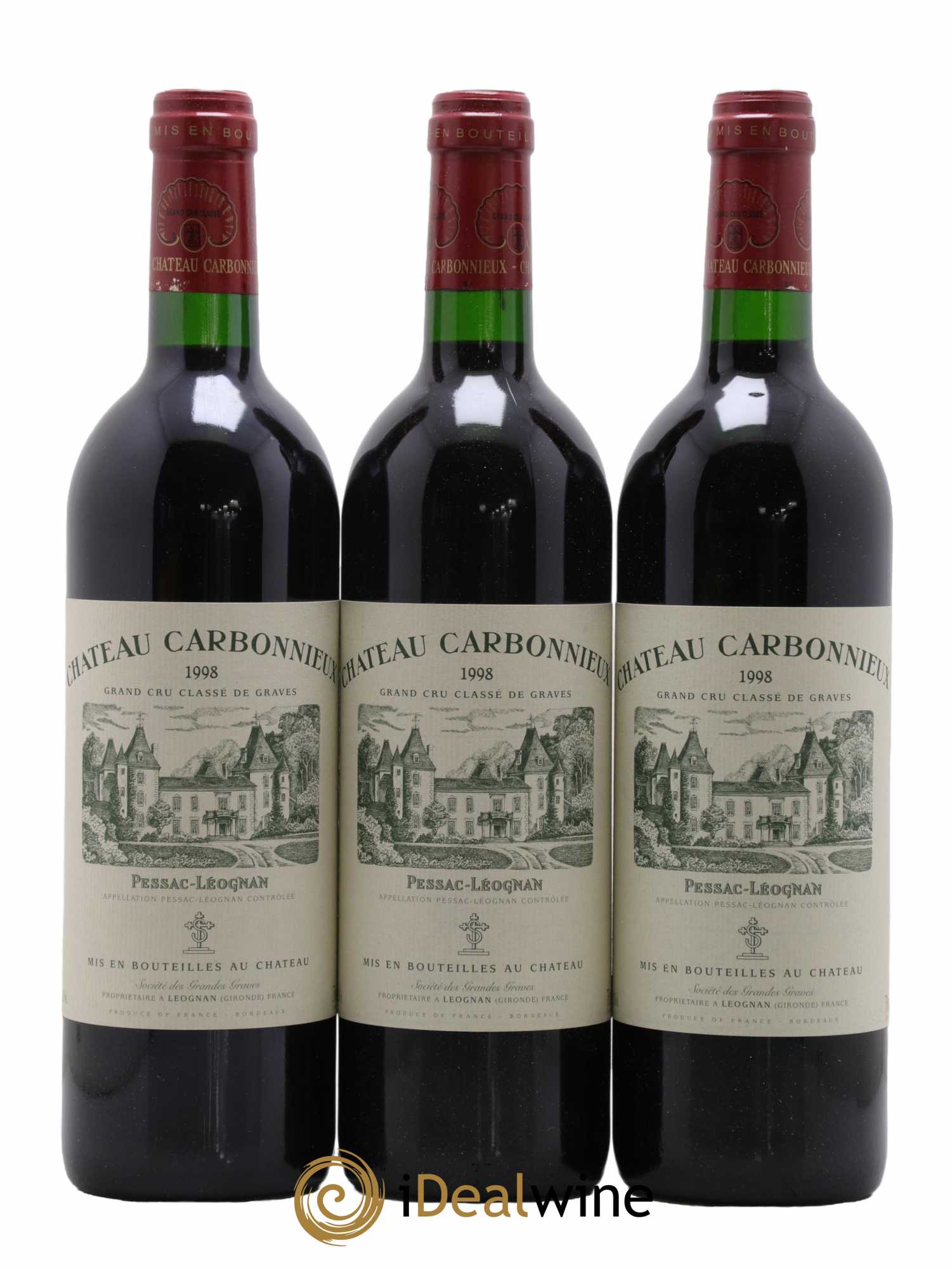 Château Carbonnieux Cru Classé de Graves 1998 - Lot de 3 bouteilles - 0