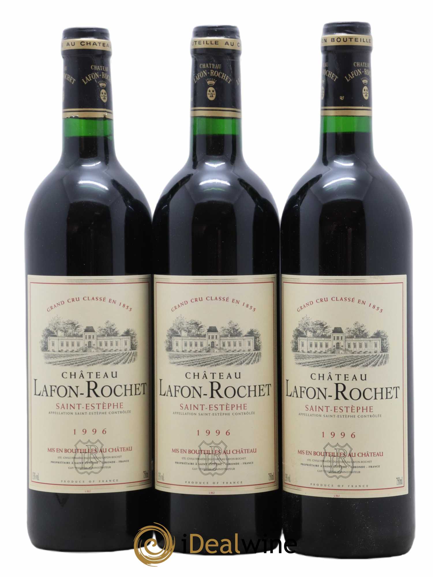 Château Lafon Rochet 4ème Grand Cru Classé 1996 - Lot de 3 bouteilles - 0