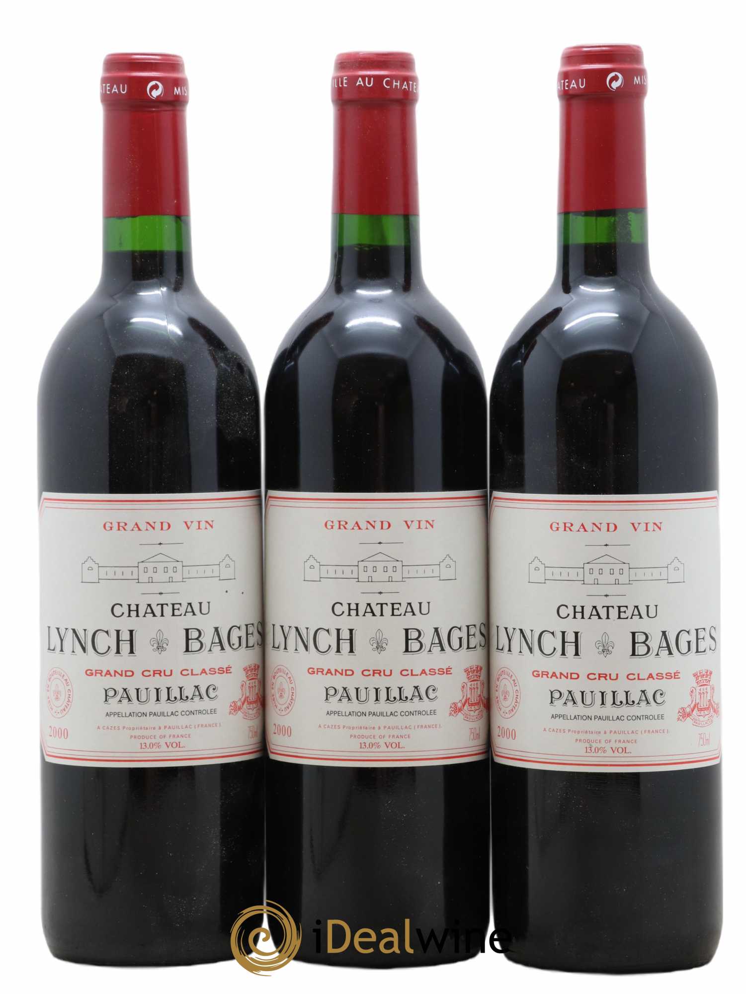 Château Lynch Bages 5ème Grand Cru Classé 2000 - Lot de 3 bouteilles - 0