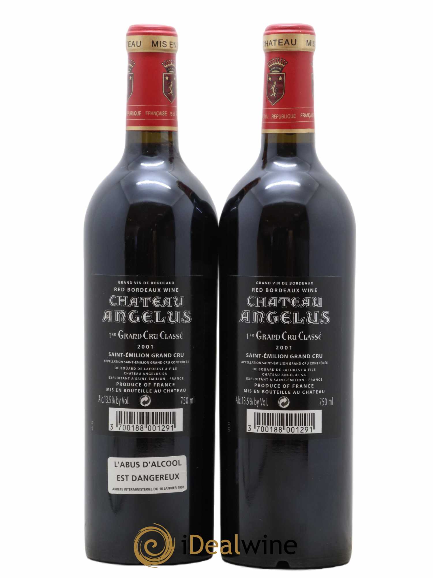 Château Angélus 1er Grand Cru Classé A 2001 - Lot of 2 bottles - 1