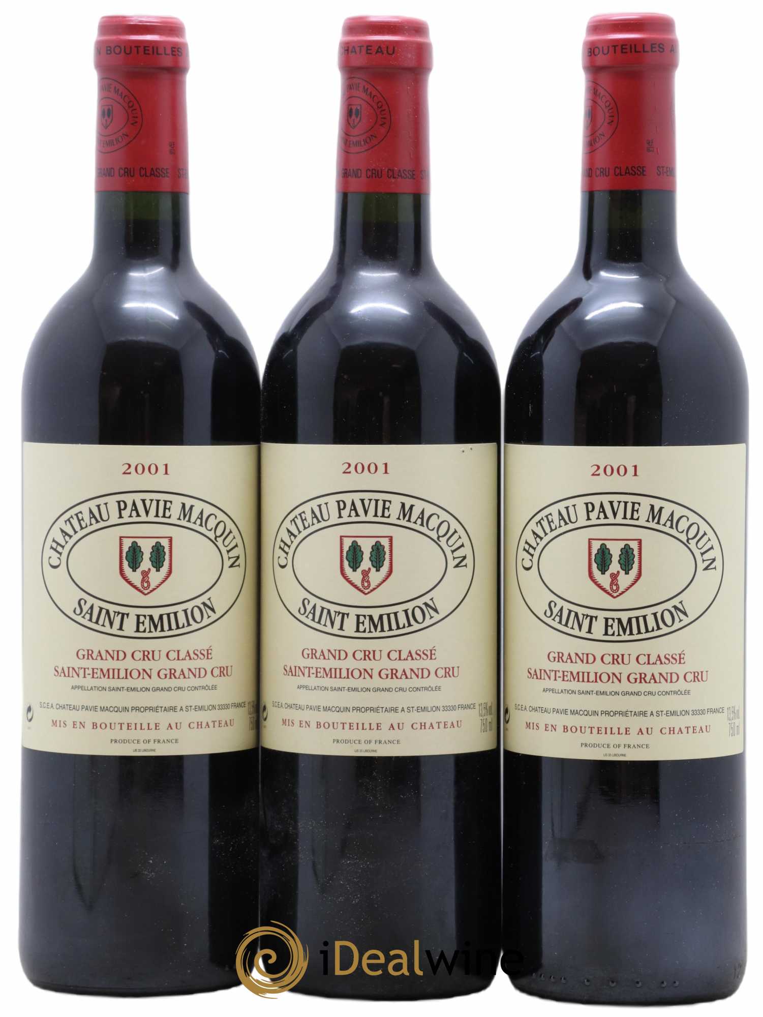 Château Pavie Macquin 1er Grand Cru Classé B 2001 - Lot de 3 bouteilles - 0