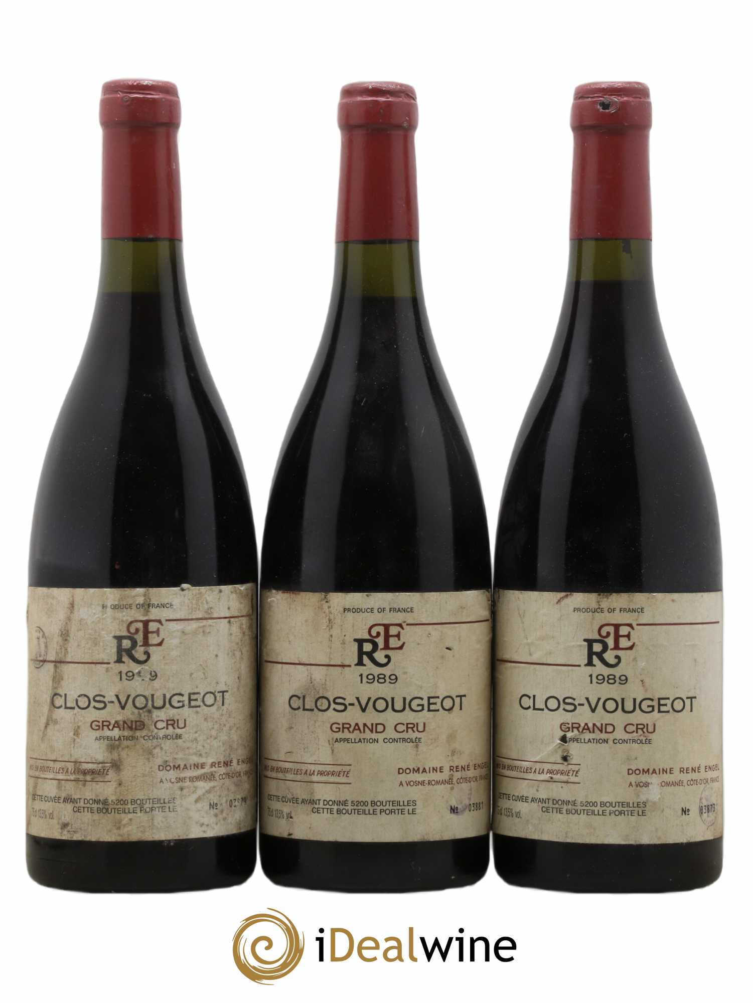 Clos de Vougeot Grand Cru Domaine René Engel - Domaine Eugénie 1989 - Lot de 3 bouteilles - 0