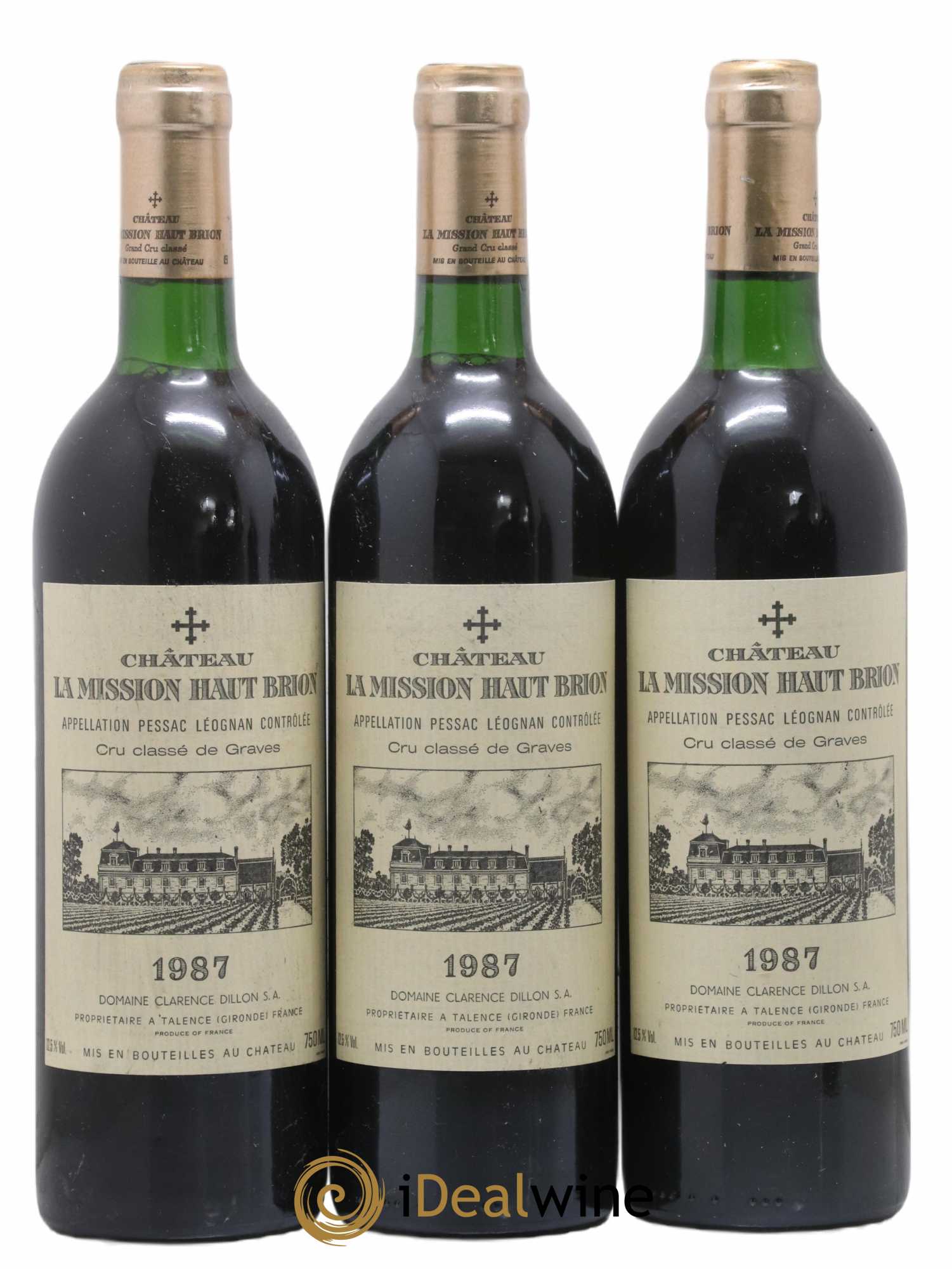 Château la Mission Haut-Brion Cru Classé de Graves 1987 - Lot de 3 bouteilles - 0
