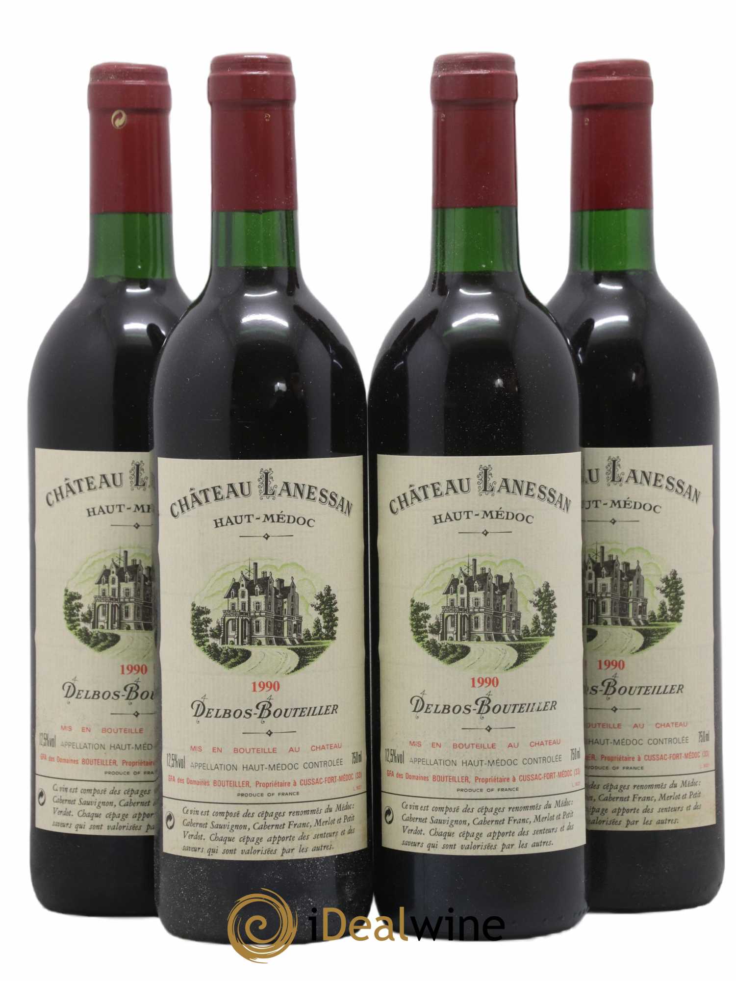 Château Lanessan Cru Bourgeois 1990 - Lot de 4 bouteilles - 0