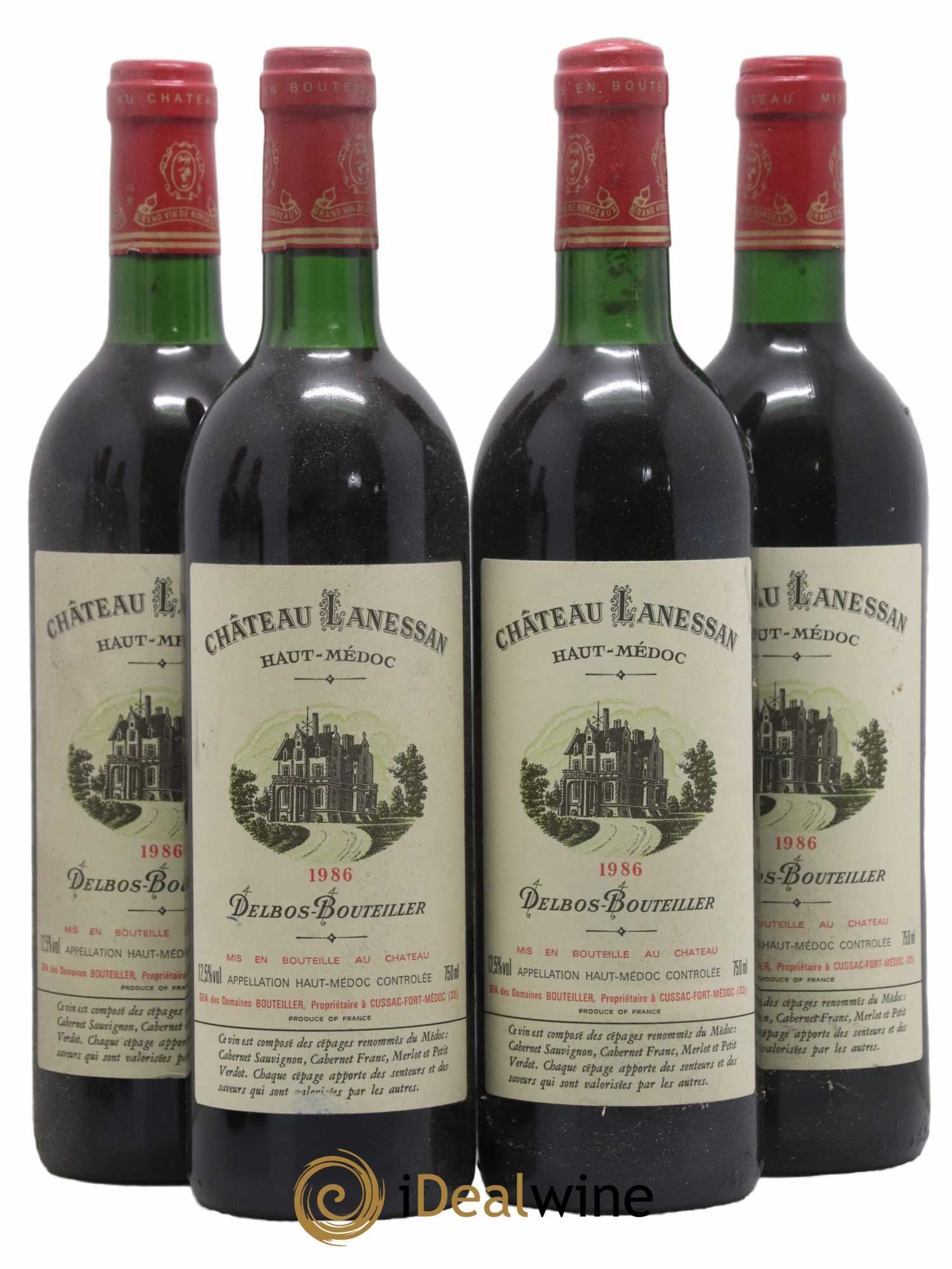 Château Lanessan Cru Bourgeois 1986 - Lot de 4 bouteilles - 0