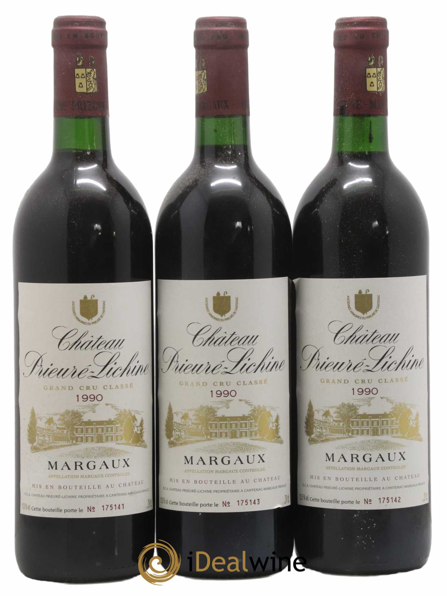 Château Prieuré Lichine 4ème Grand Cru Classé 1990 - Lot de 3 bouteilles - 0