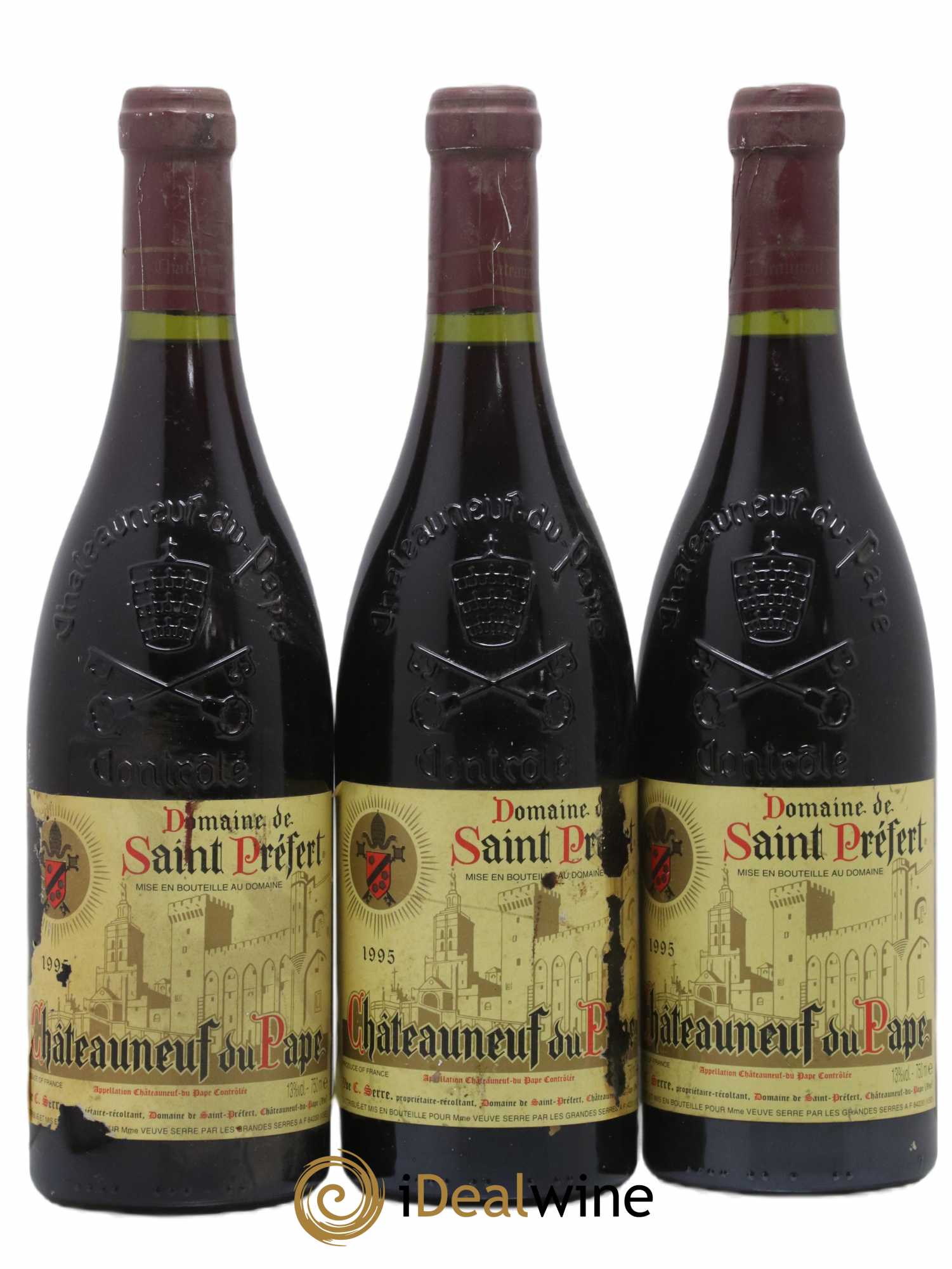 Châteauneuf-du-Pape Domaine Saint-Préfert 1995 - Lot de 3 bouteilles - 0
