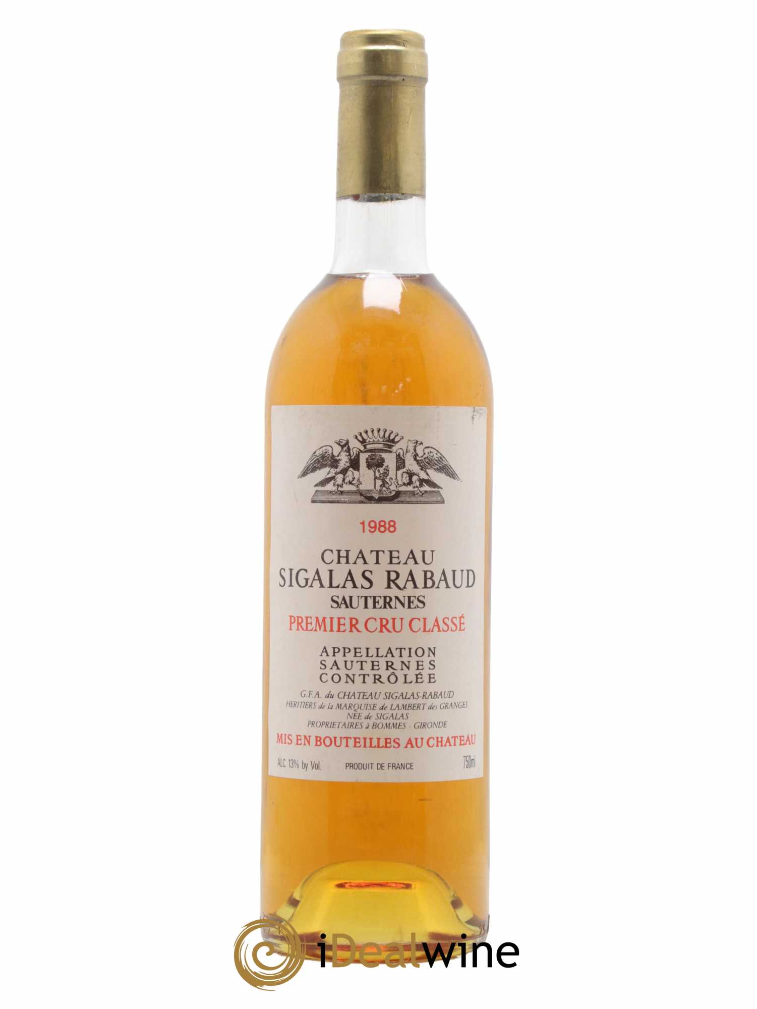 Château Sigalas Rabaud 1er Grand Cru Classé 1988 - Lot de 1 bouteille - 0