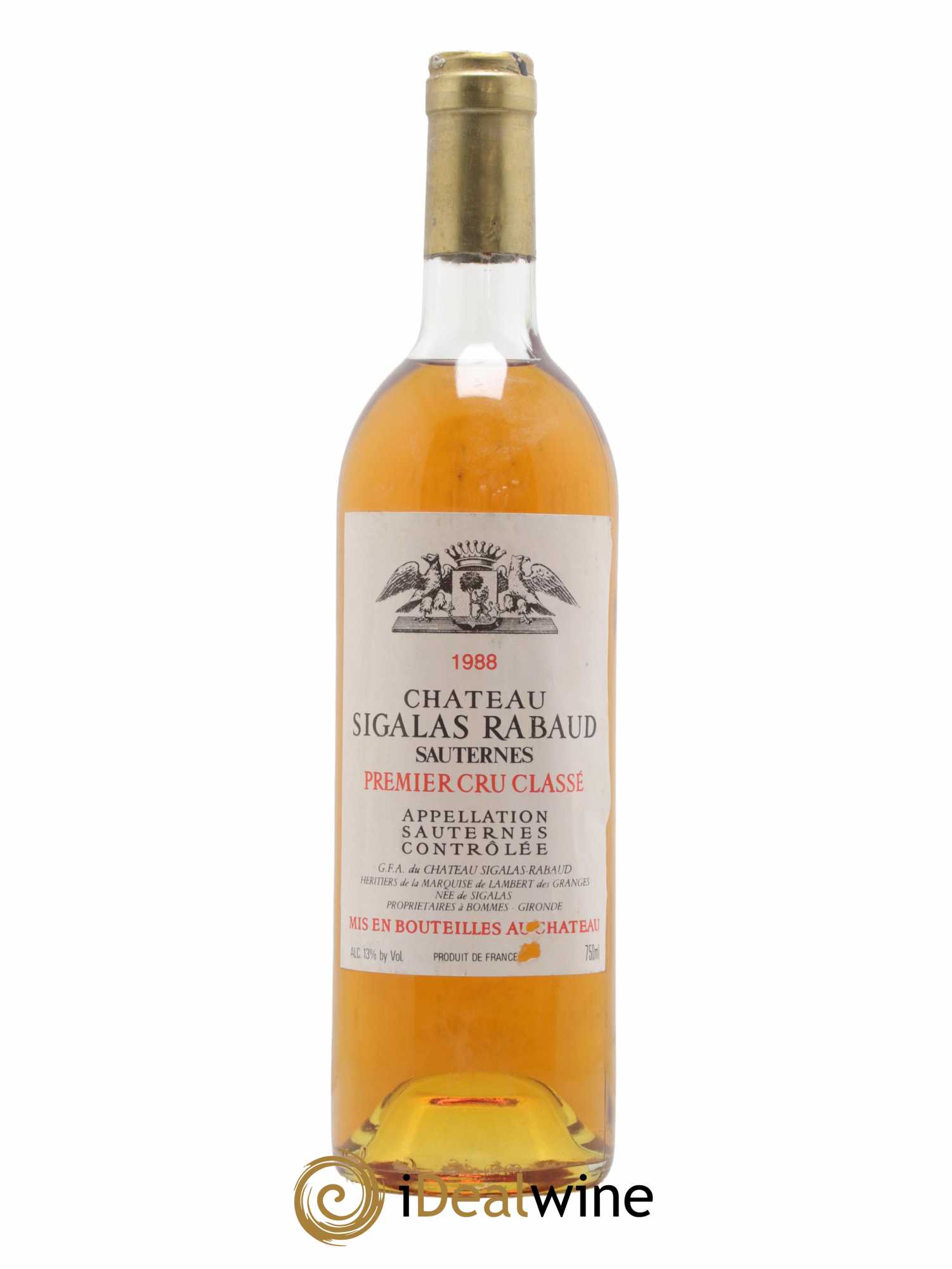 Château Sigalas Rabaud 1er Grand Cru Classé 1988 - Lot de 1 bouteille - 0
