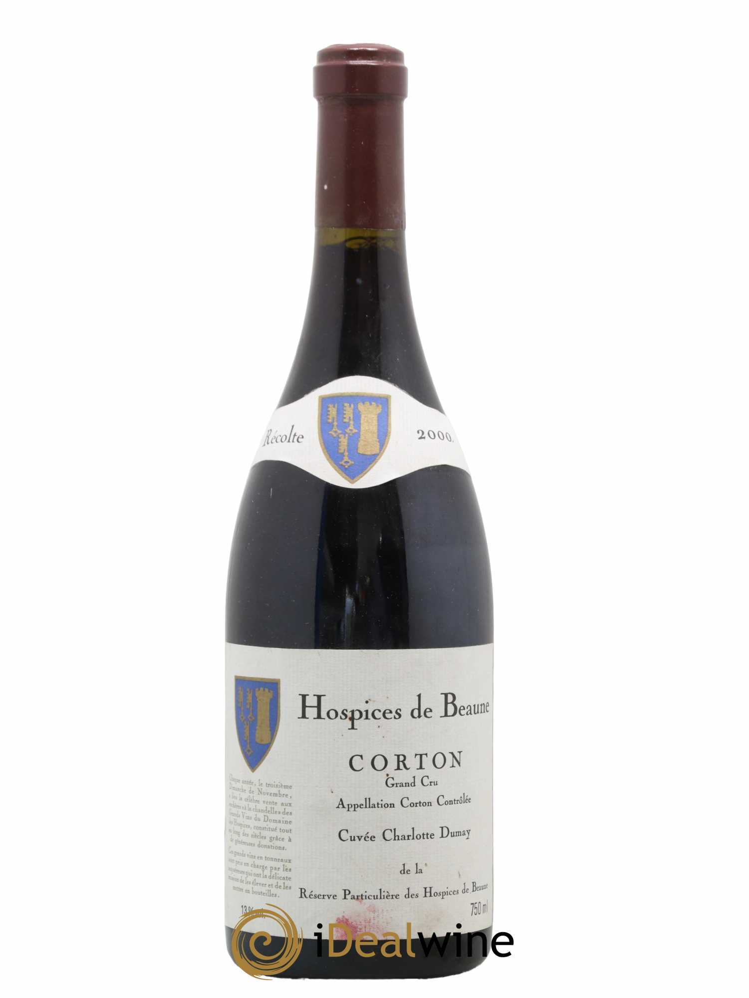Corton Grand Cru Cuvée Charlotte Dumay Domaine des Hospices de Beaune 2000 - Lot de 1 bouteille - 0