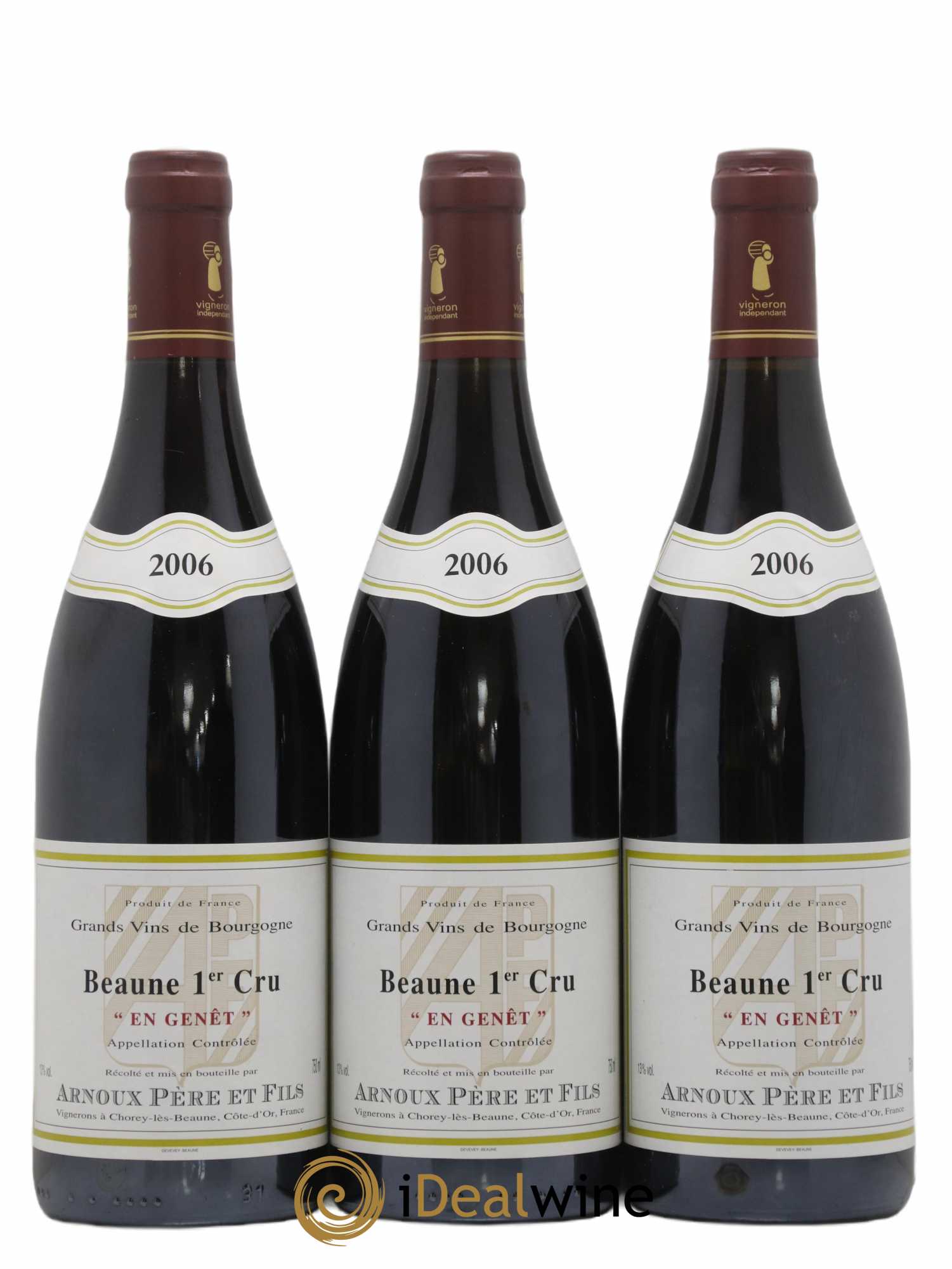Beaune 1er Cru En Genêt Arnoux Pere Et Fils 2006 - Lot de 3 bouteilles - 0