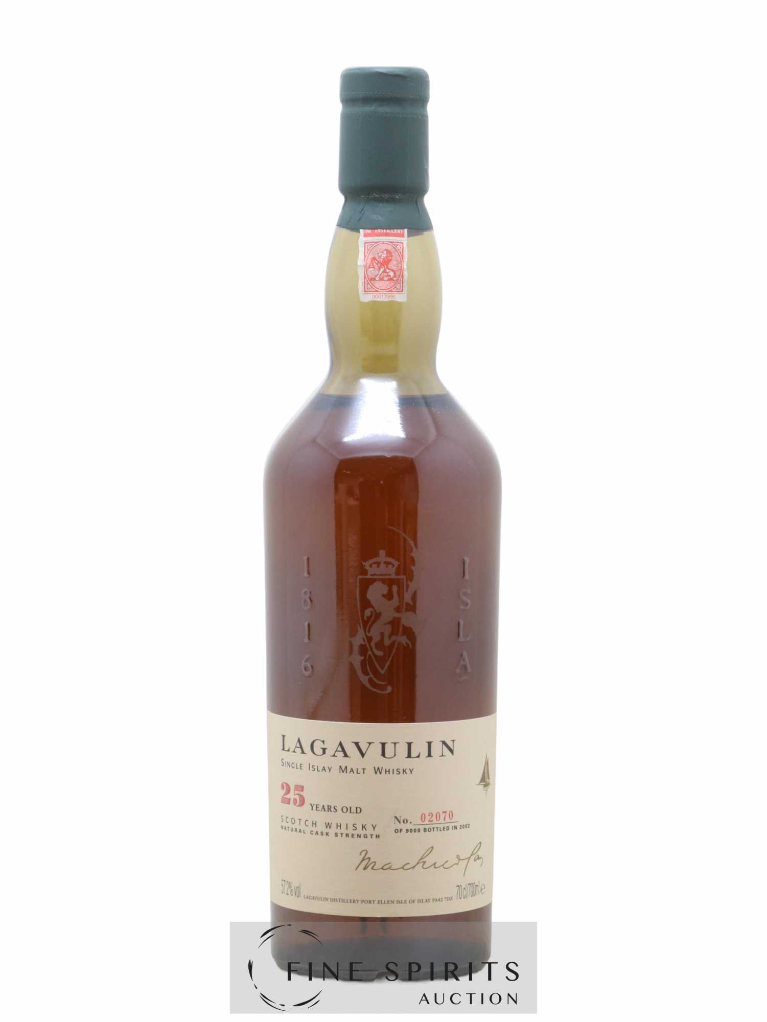 Lagavulin 25 years Of. Natural Cask Strength One of 9000 - bottled 2002 - Lot of 1 bottle - 1