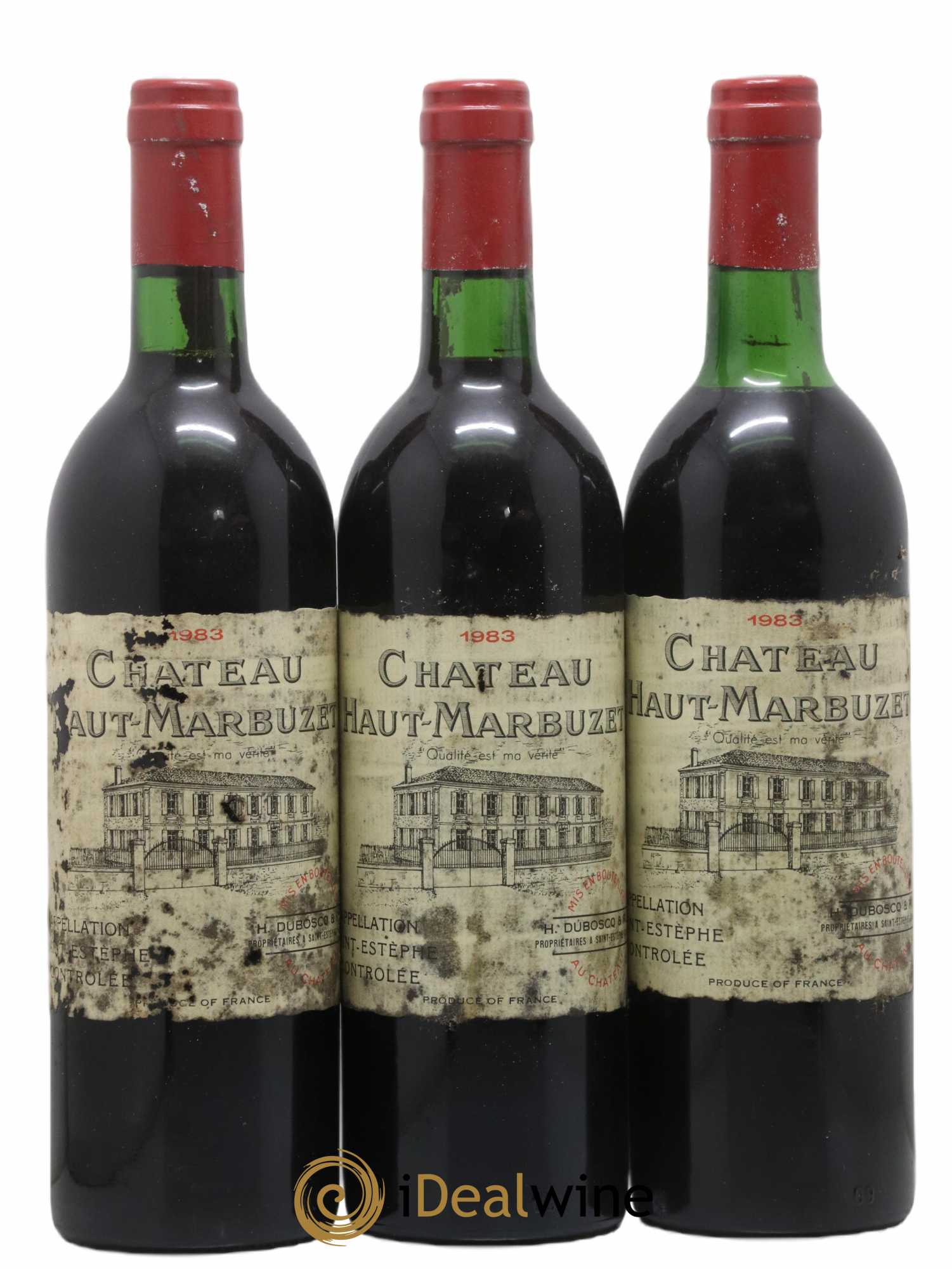 Château Haut Marbuzet 1983 - Lot de 3 bouteilles - 0