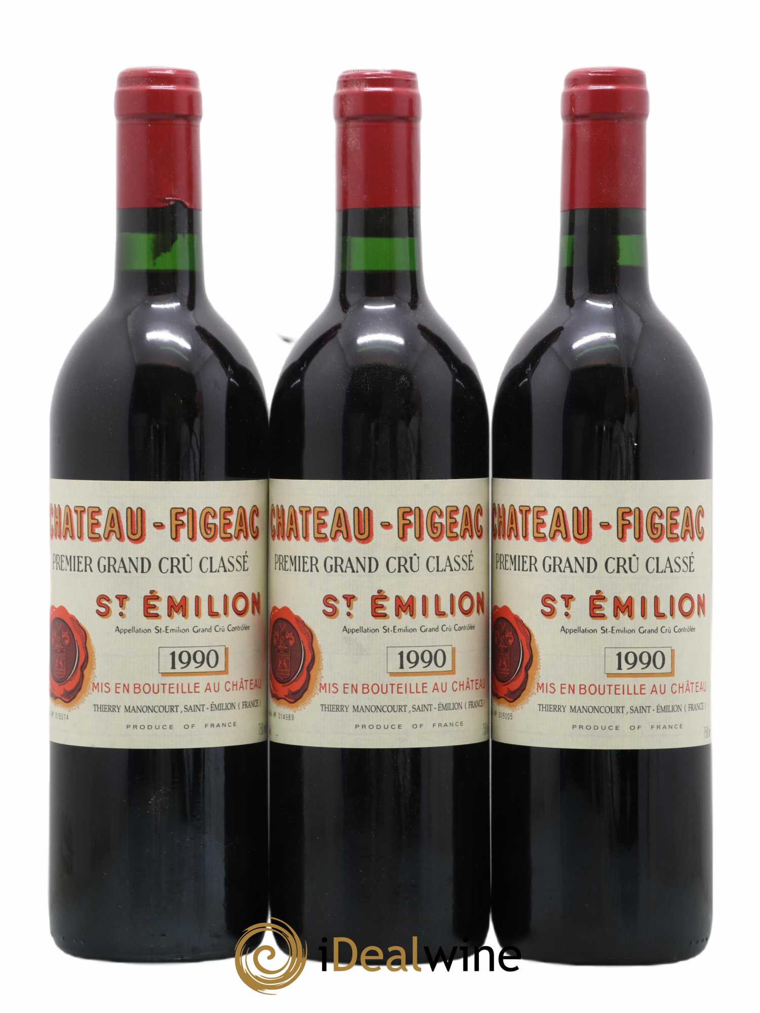 Château Figeac 1er Grand Cru Classé A 1990 - Lot de 3 bouteilles - 0