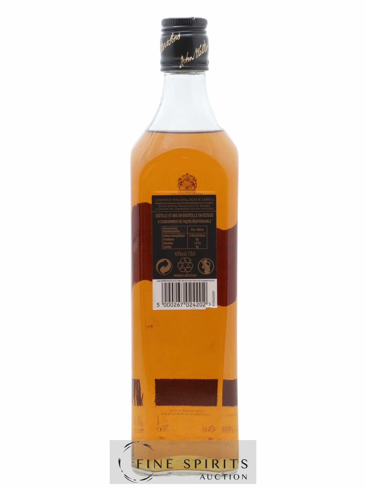 Johnnie Walker 12 years Of. Black Label (70cl.) - Lot de 1 bouteille - 1