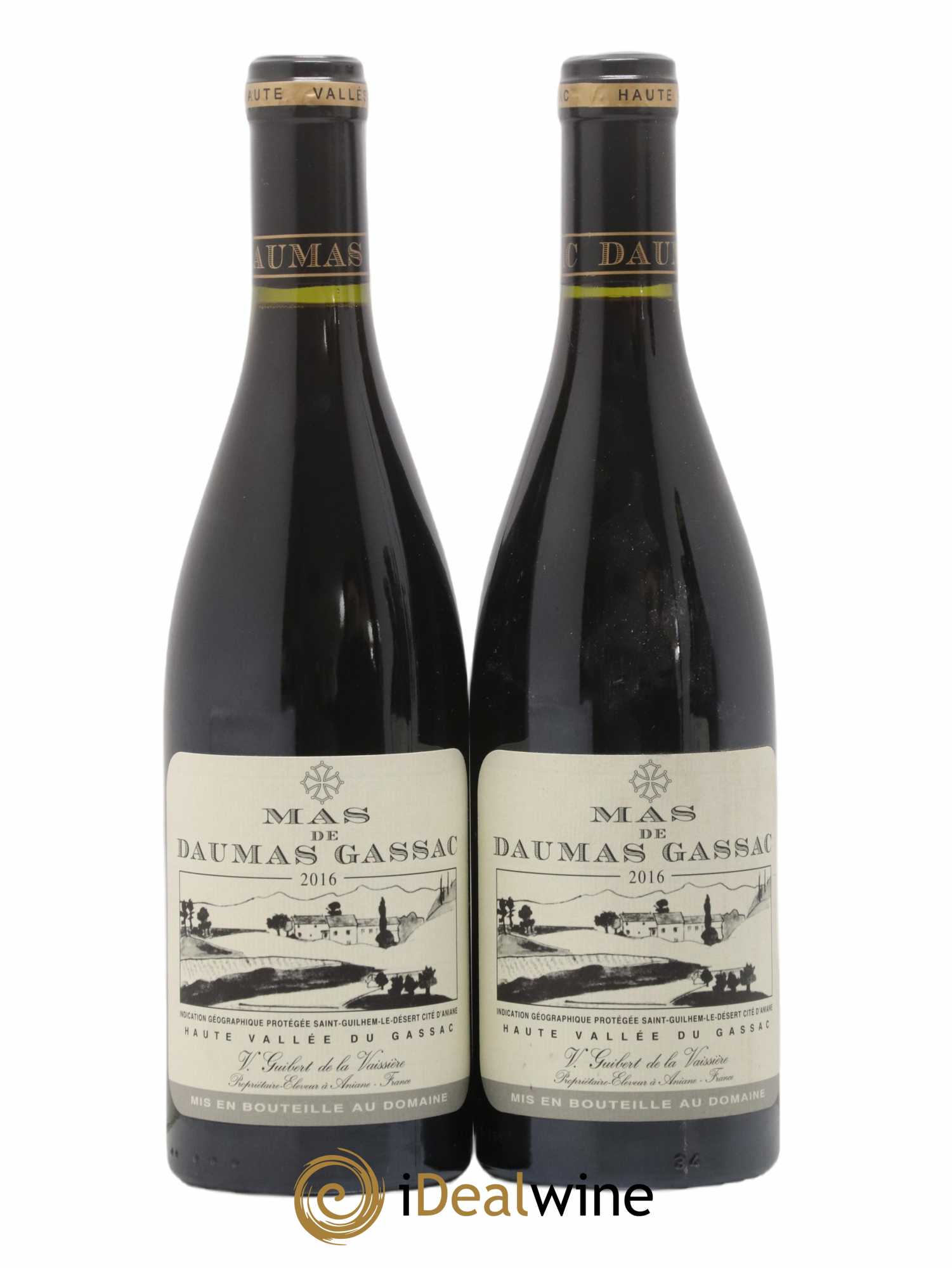 Saint-Guilhem-le-Désert - Cité d'Aniane Mas Daumas Gassac Famille Guibert de La Vaissière 2016 - Lot of 2 bottles - 0