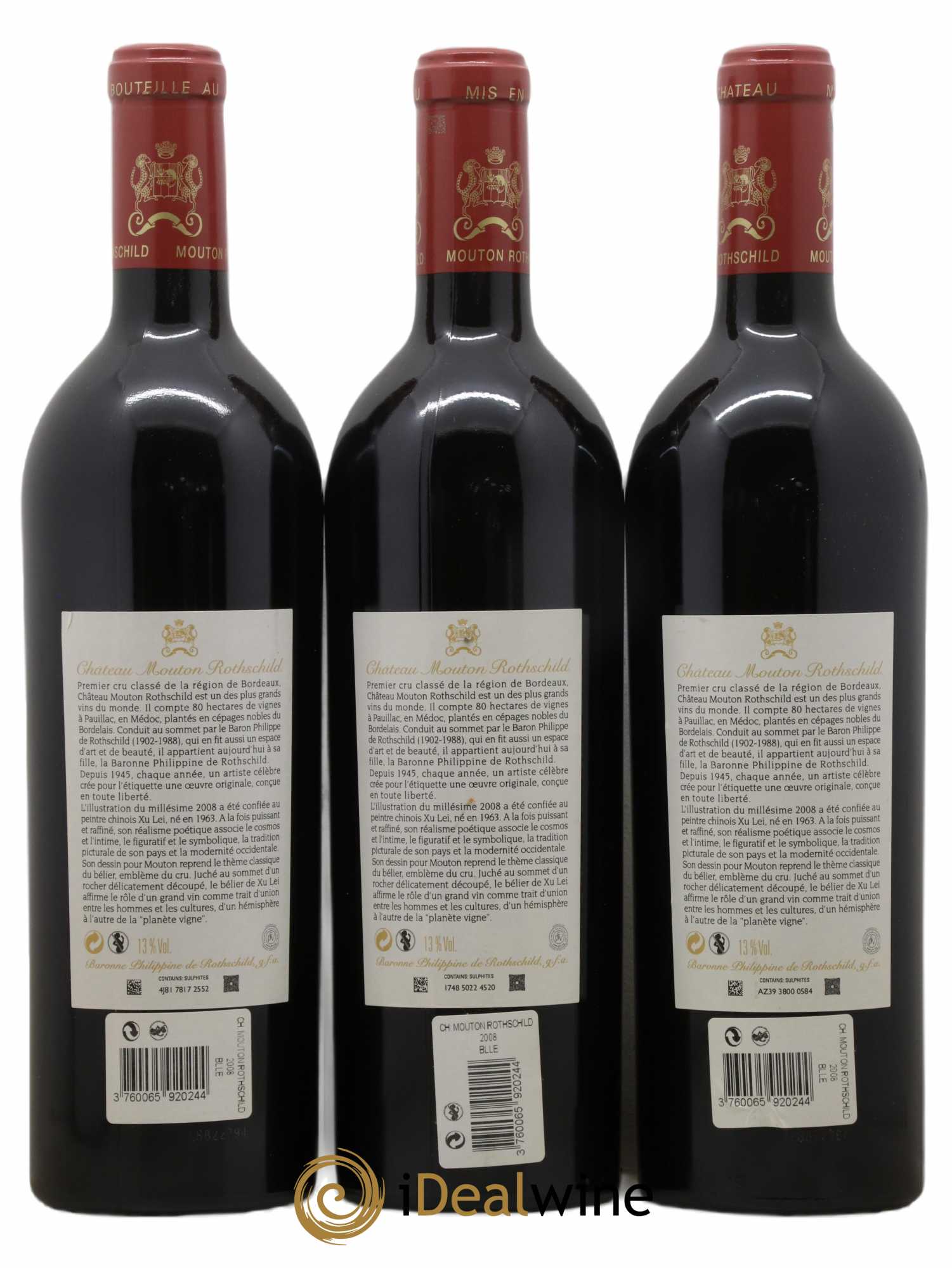 Château Mouton Rothschild 1er Grand Cru Classé 2008 - Lot of 3 bottles - 1