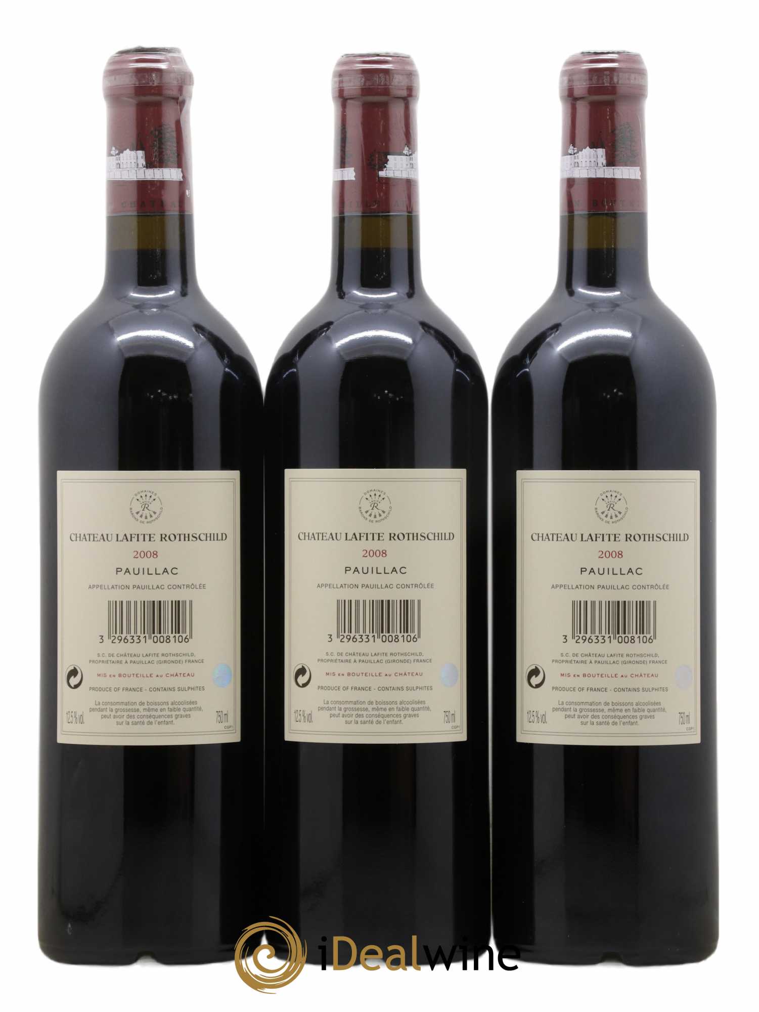Château Lafite Rothschild 1er Grand Cru Classé 2008 - Lot de 3 bouteilles - 1