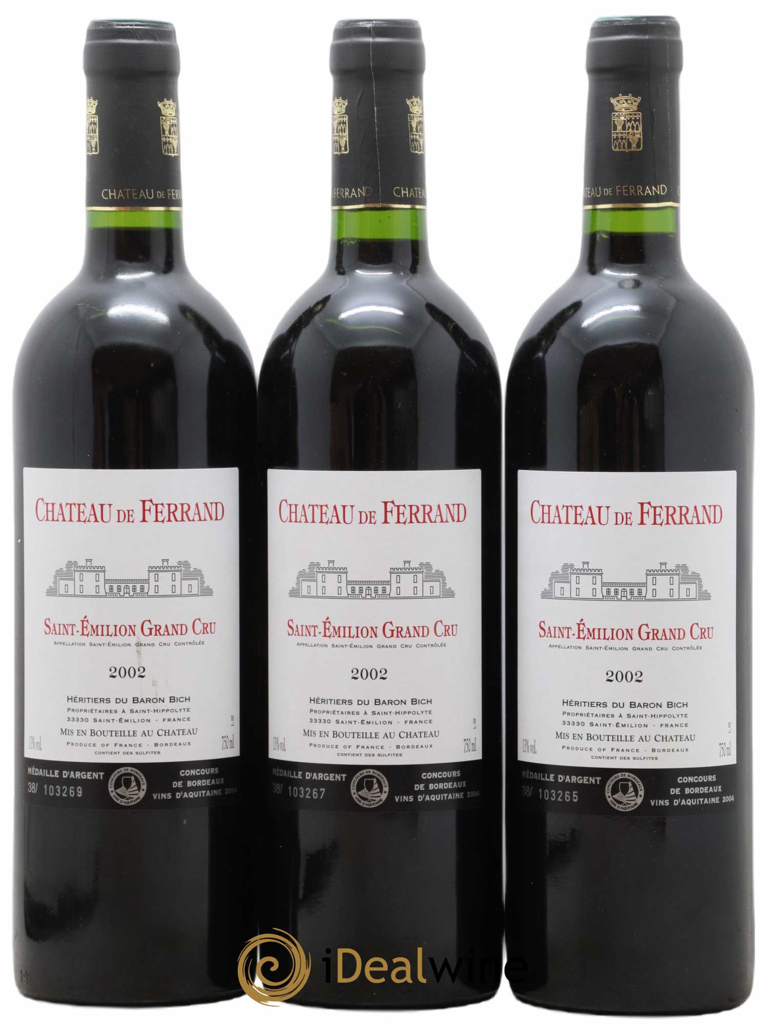 Château de Ferrand Grand Cru Classé 2002 - Lot de 3 bouteilles - 0