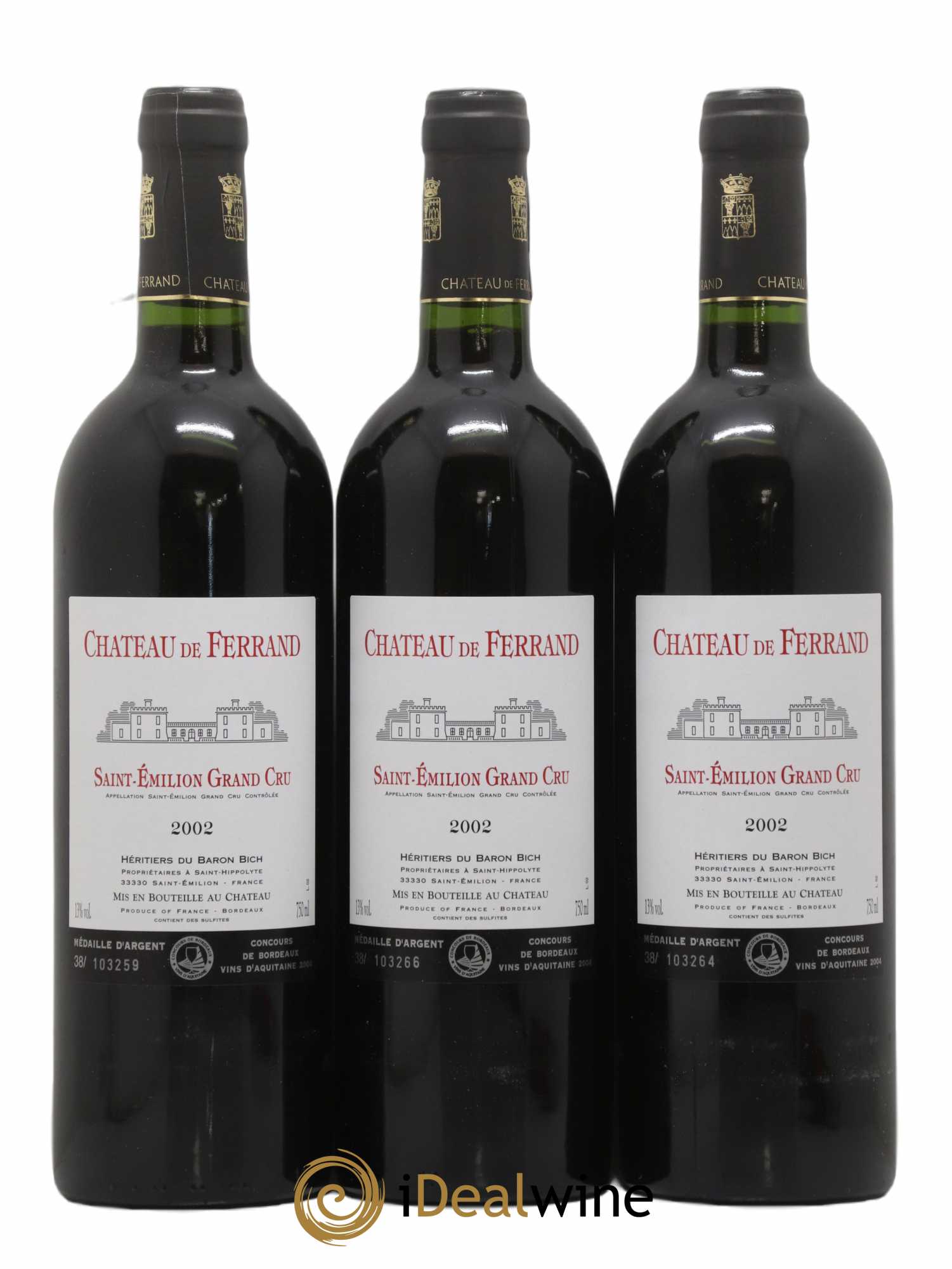 Château de Ferrand Grand Cru Classé 2002 - Lot de 3 bouteilles - 0