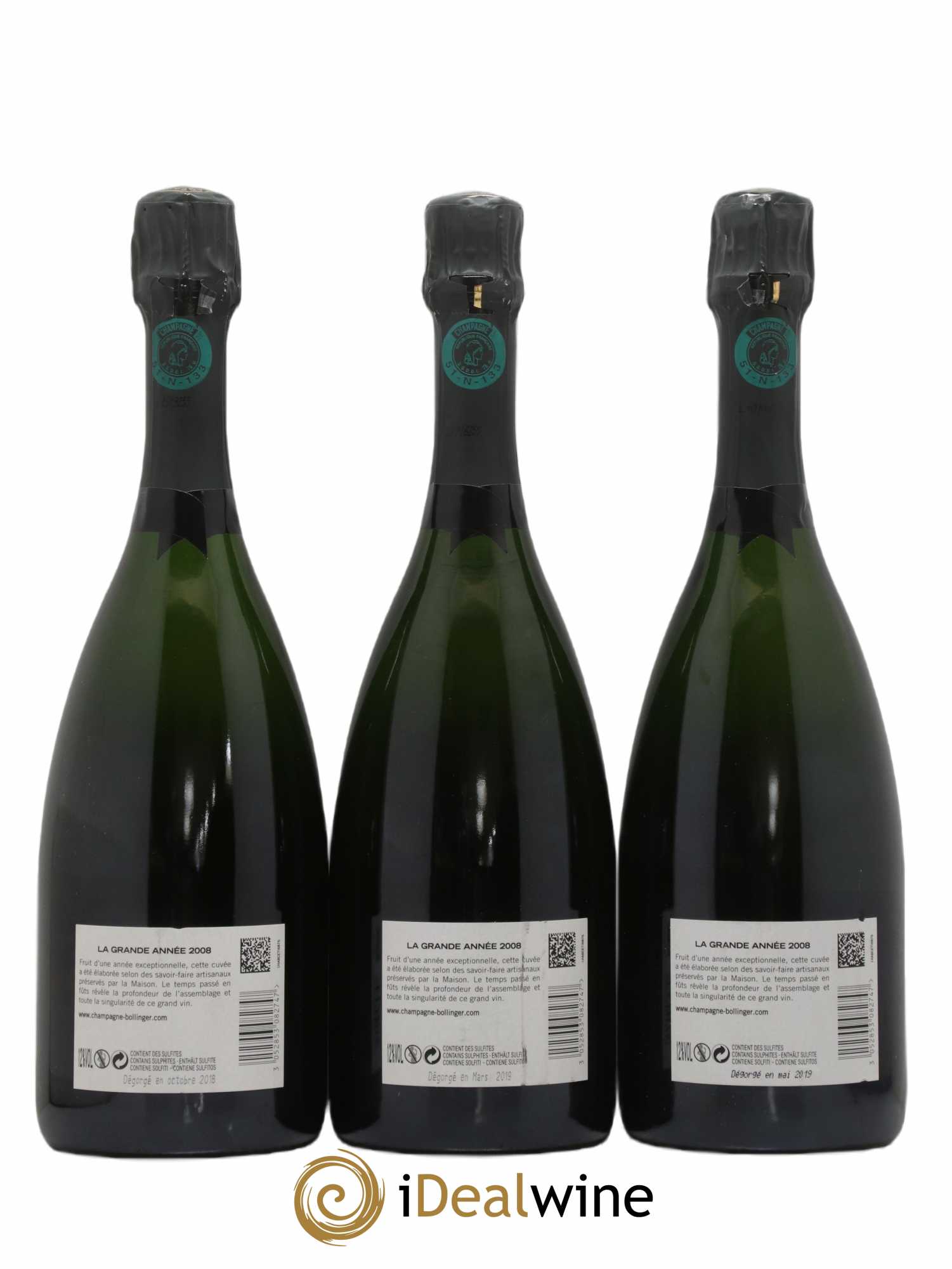 La Grande Année Brut Bollinger Brut 2008 - Lot de 3 bouteilles - 1