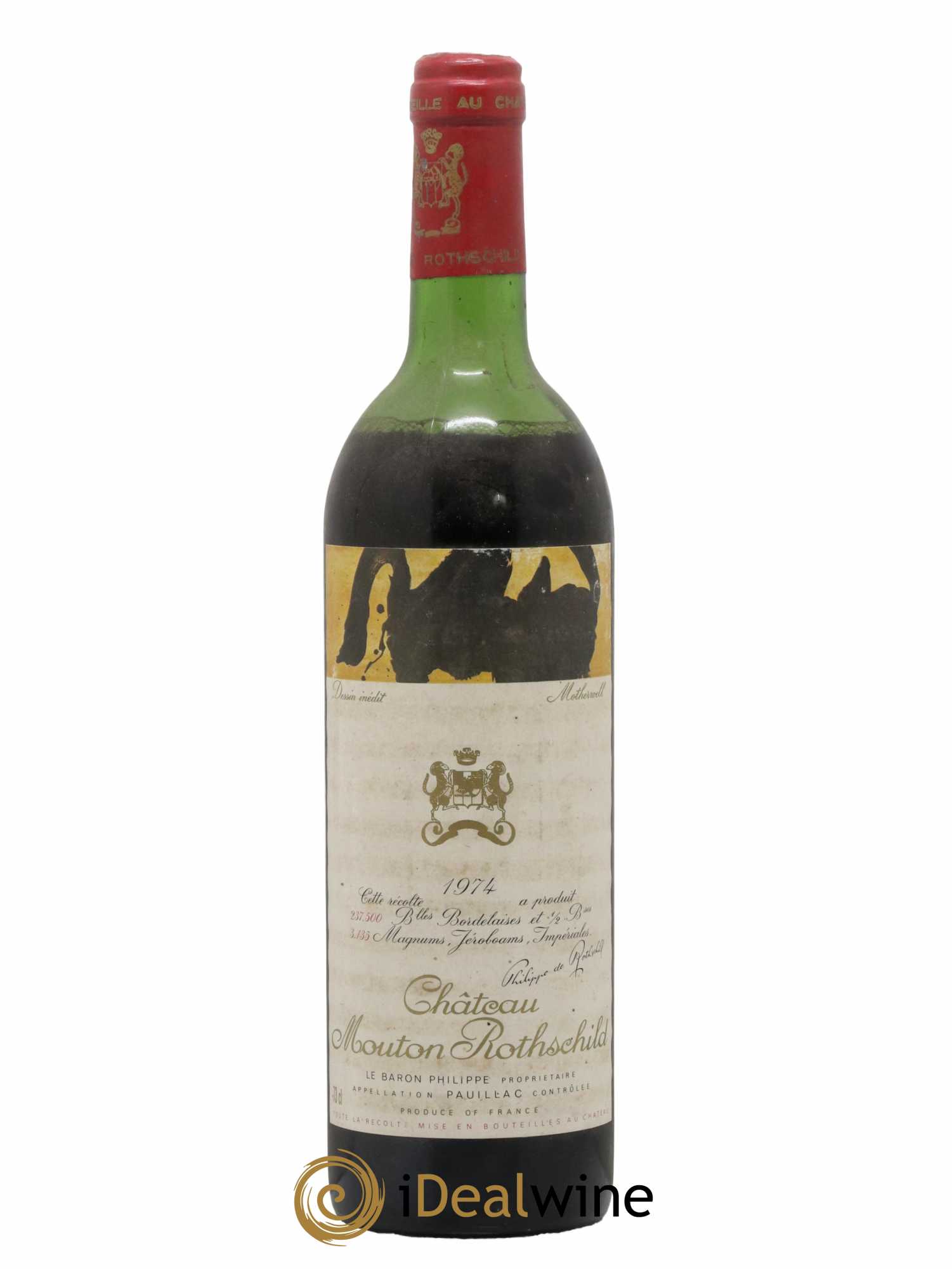 Château Mouton Rothschild 1er Grand Cru Classé 1974 - Lot de 1 bouteille - 0