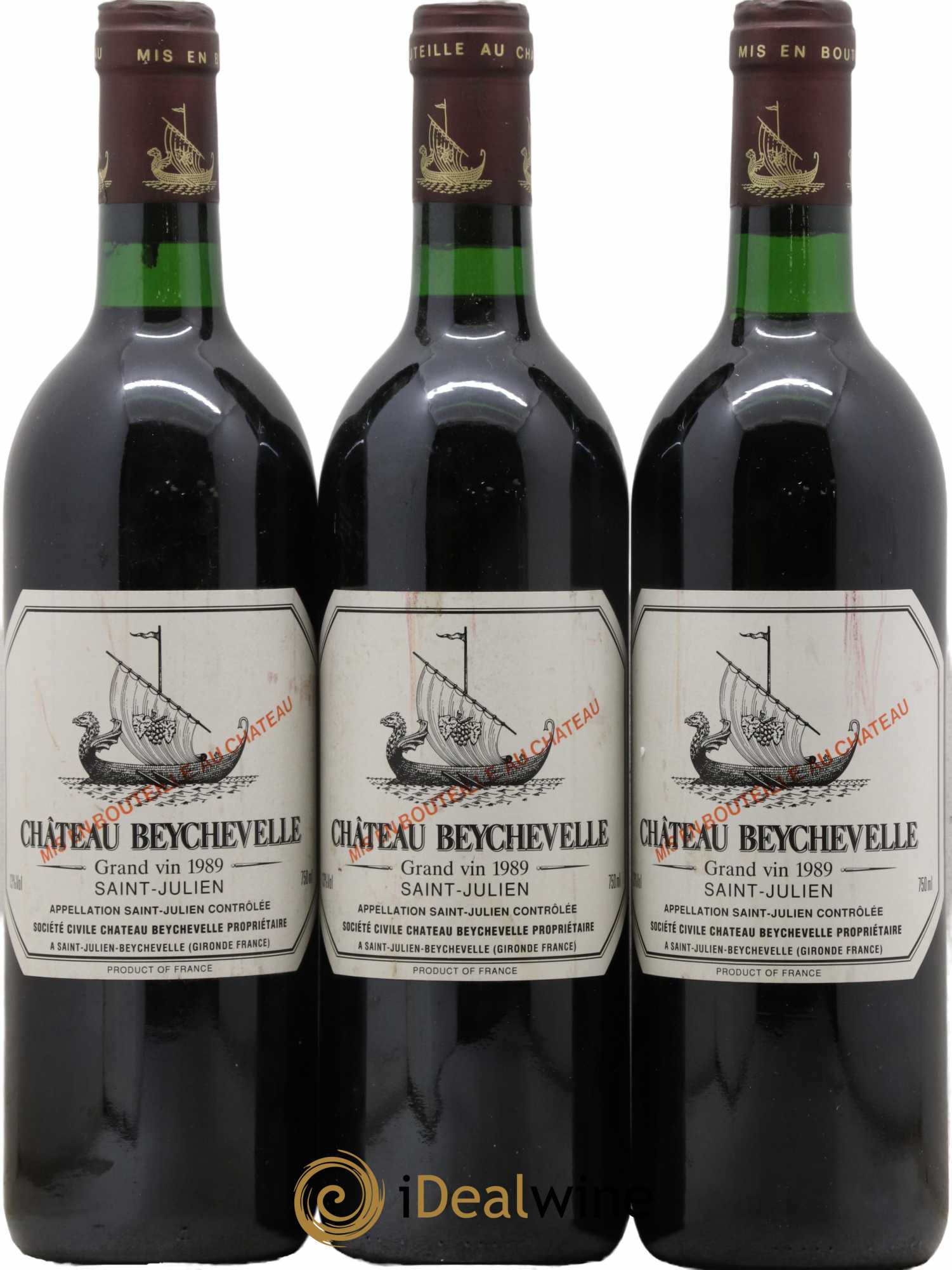 Château Beychevelle 4ème Grand Cru Classé 1989 - Lot de 3 bouteilles - 0